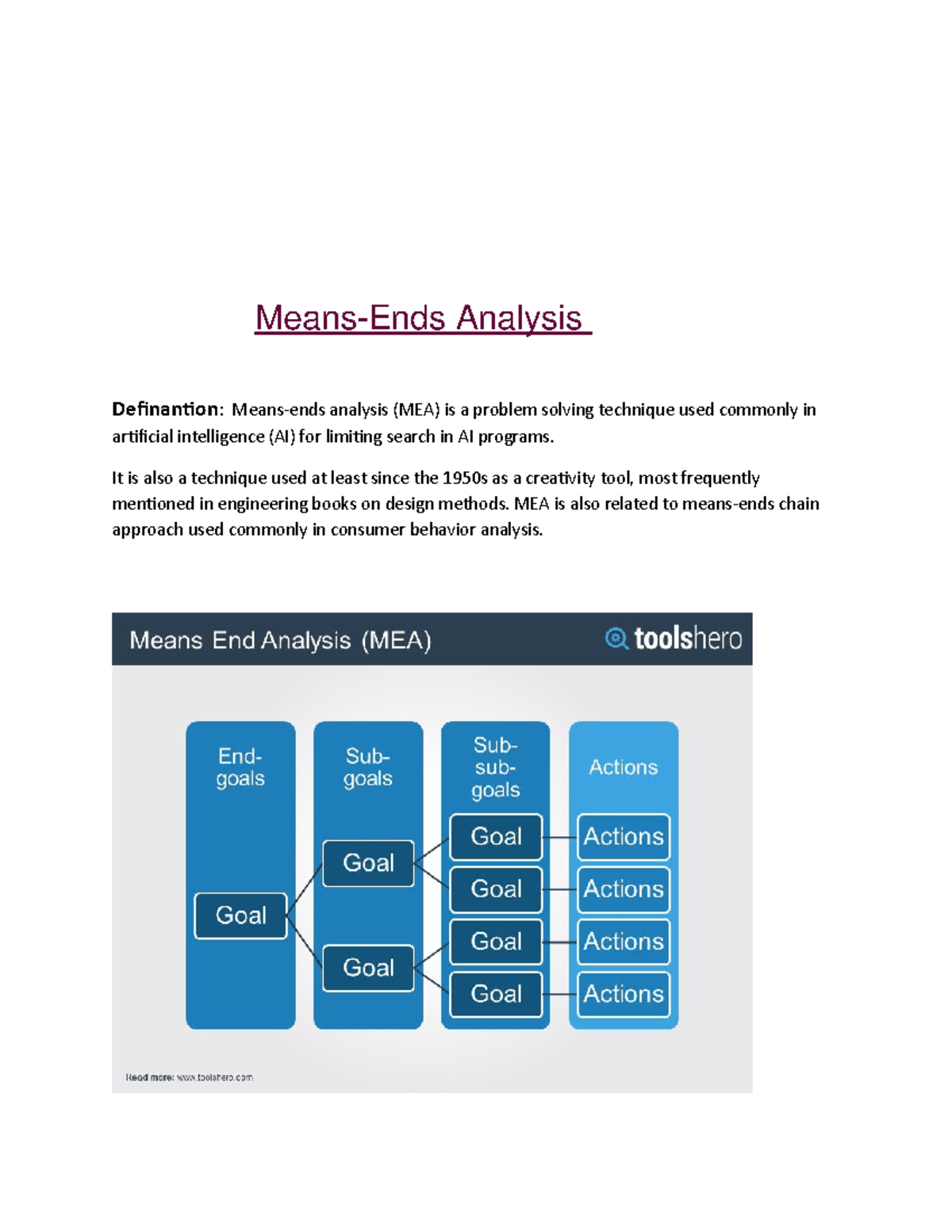 Means Ends Analysis Psychology Example