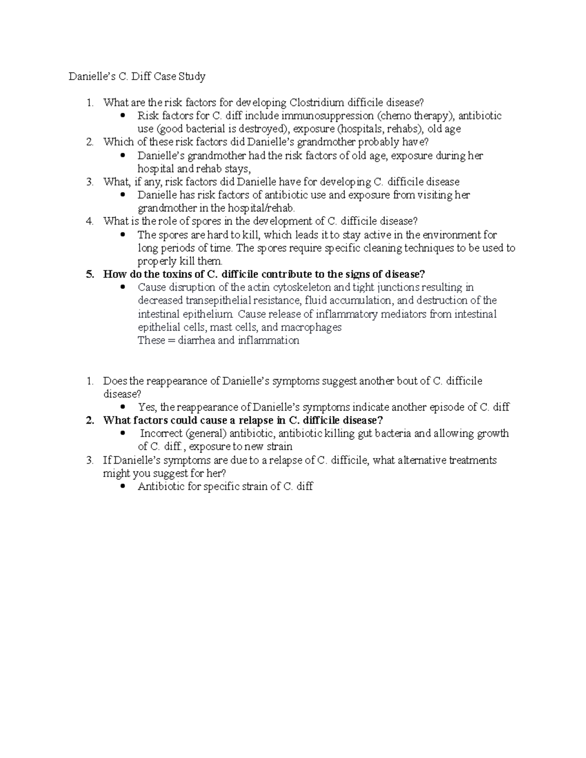 Danielle's cdiff Danielle’s C. Diff Case Study 1. What are the risk