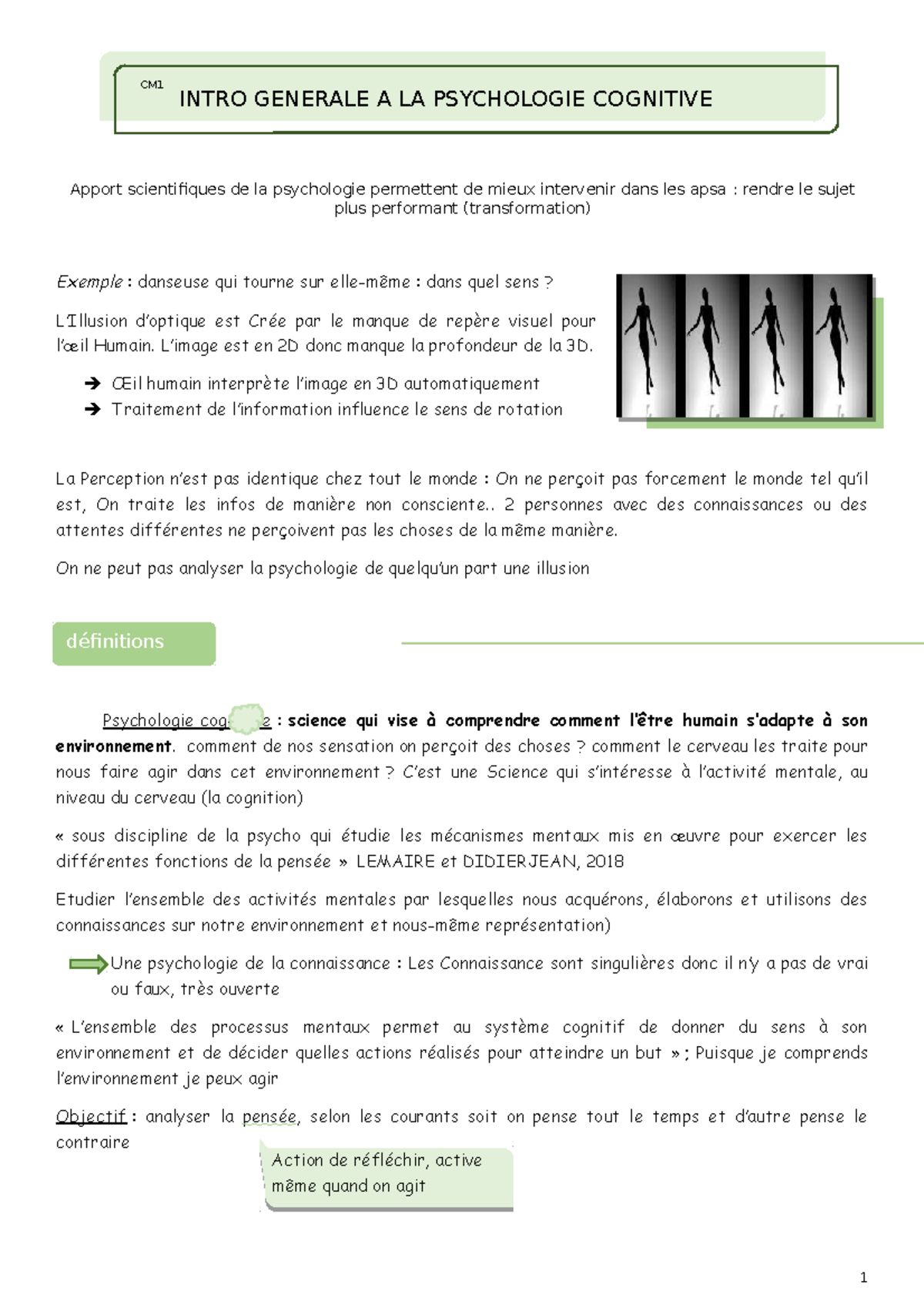 1. CM1 intro générale - CM psycho L2 - Apport scientifiques de la ...