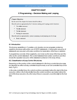 Programming short notes in C for revision for written exams or ...