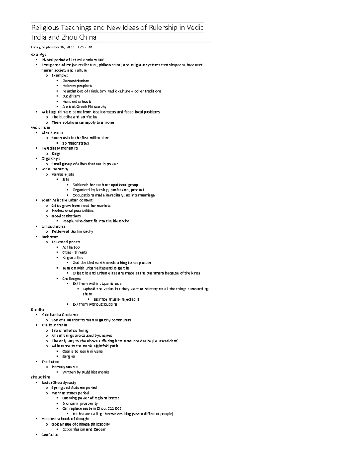 Religious Teachings and New Ideas of Rulership in Vedic India and Zhou