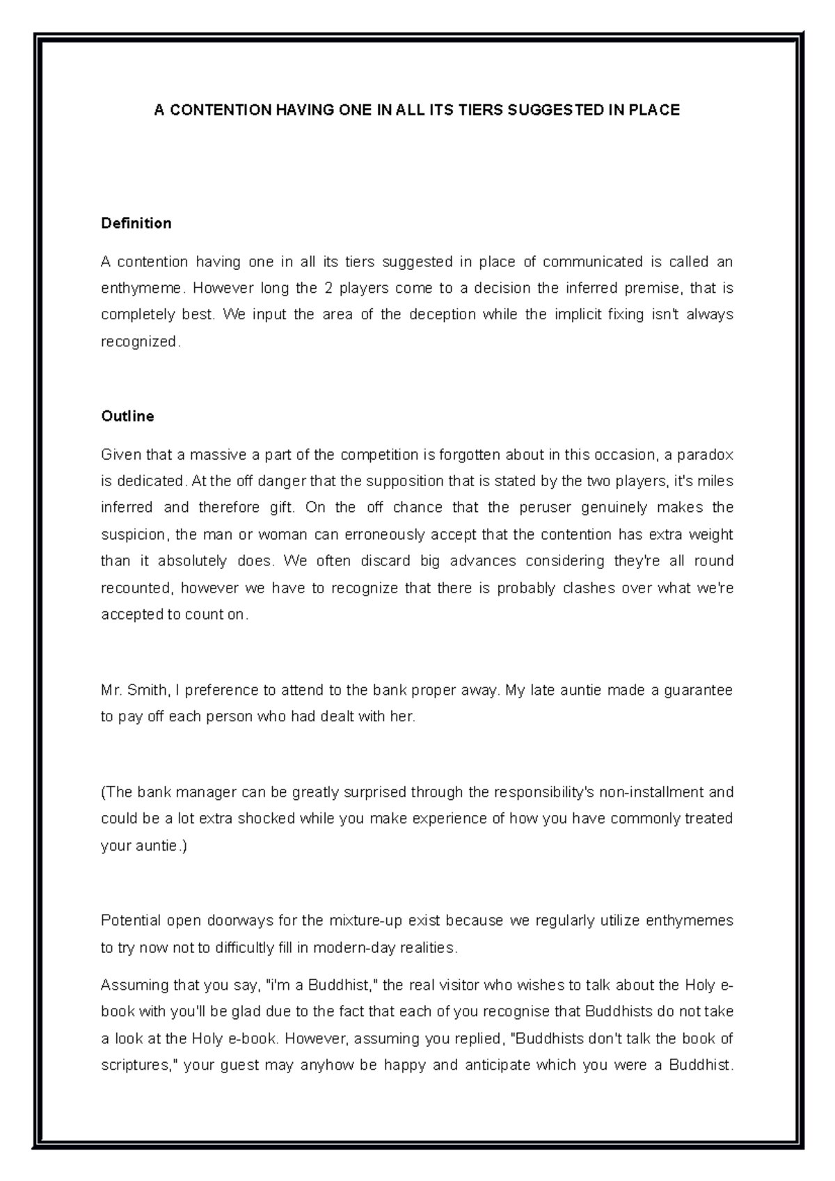 A Contention Having ONE IN ALL ITS Tiers Suggested IN Place - A ...