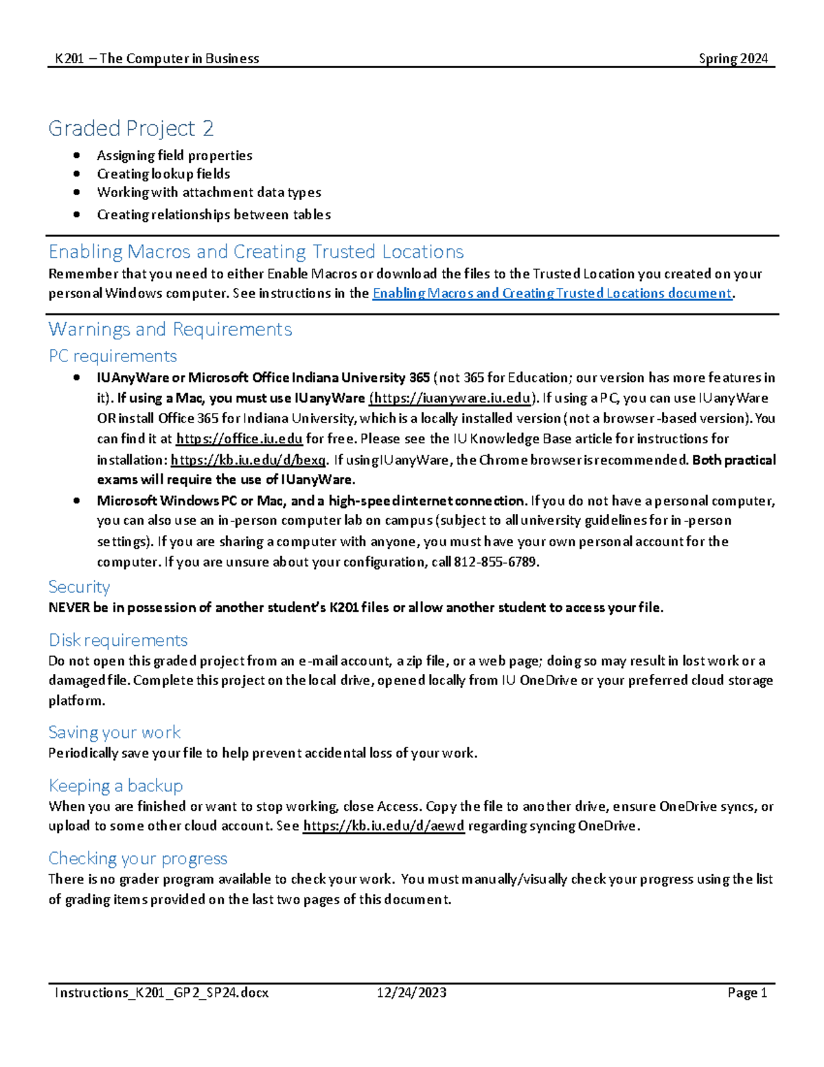 Instructions K201 GP2 SP24 - Graded Project 2 Assigning field ...