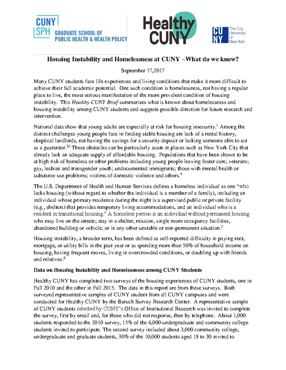 Copy of housing instability and homelessness at cuny Warning TT