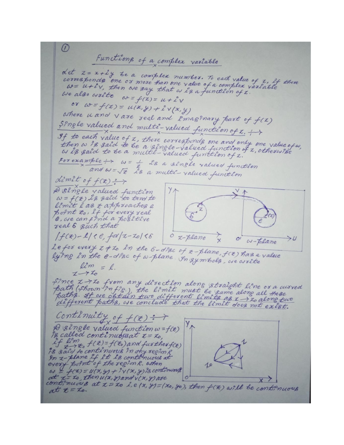 Complex Variable Notes 1 Chemical Technology Studocu