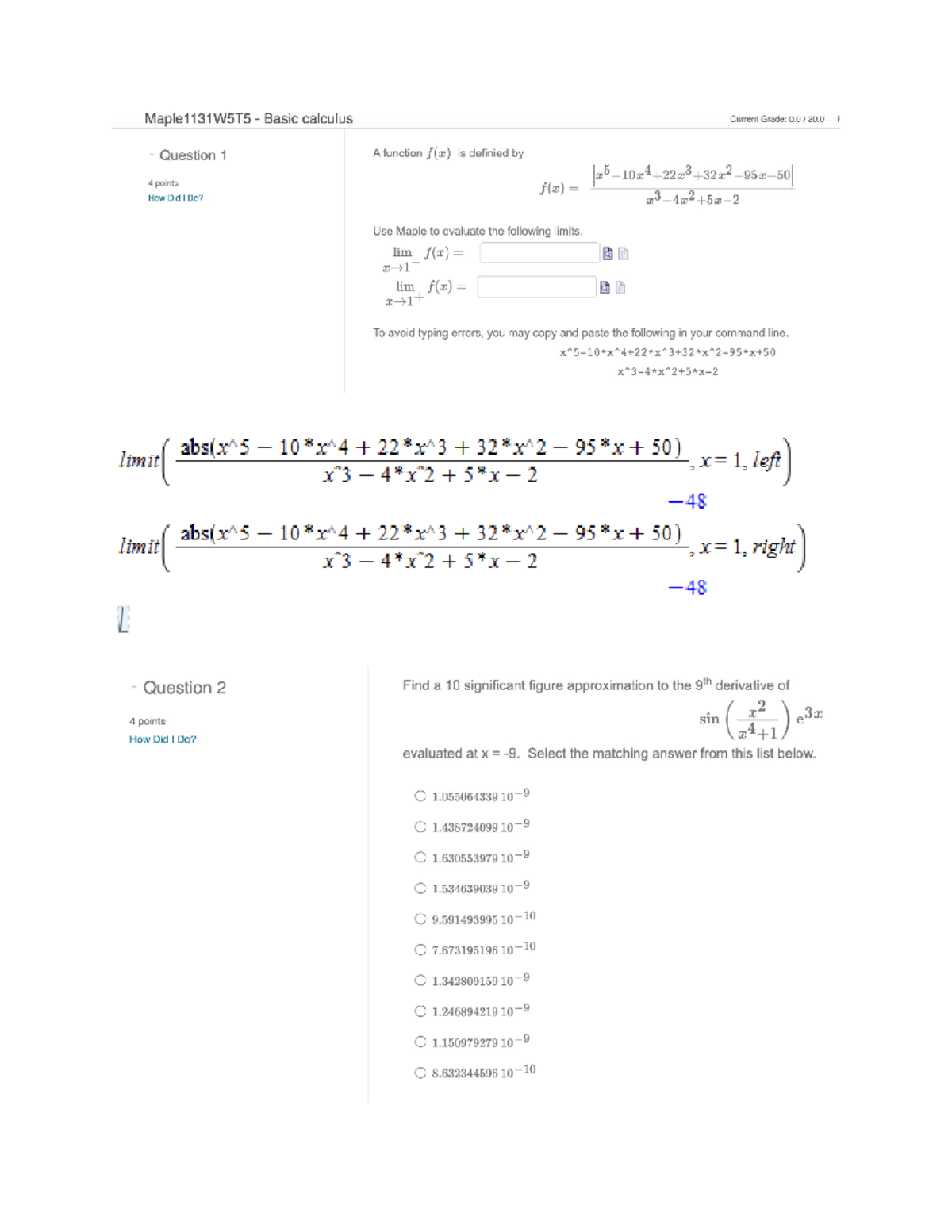 Maple Week 5 - MATH1131 - Studocu
