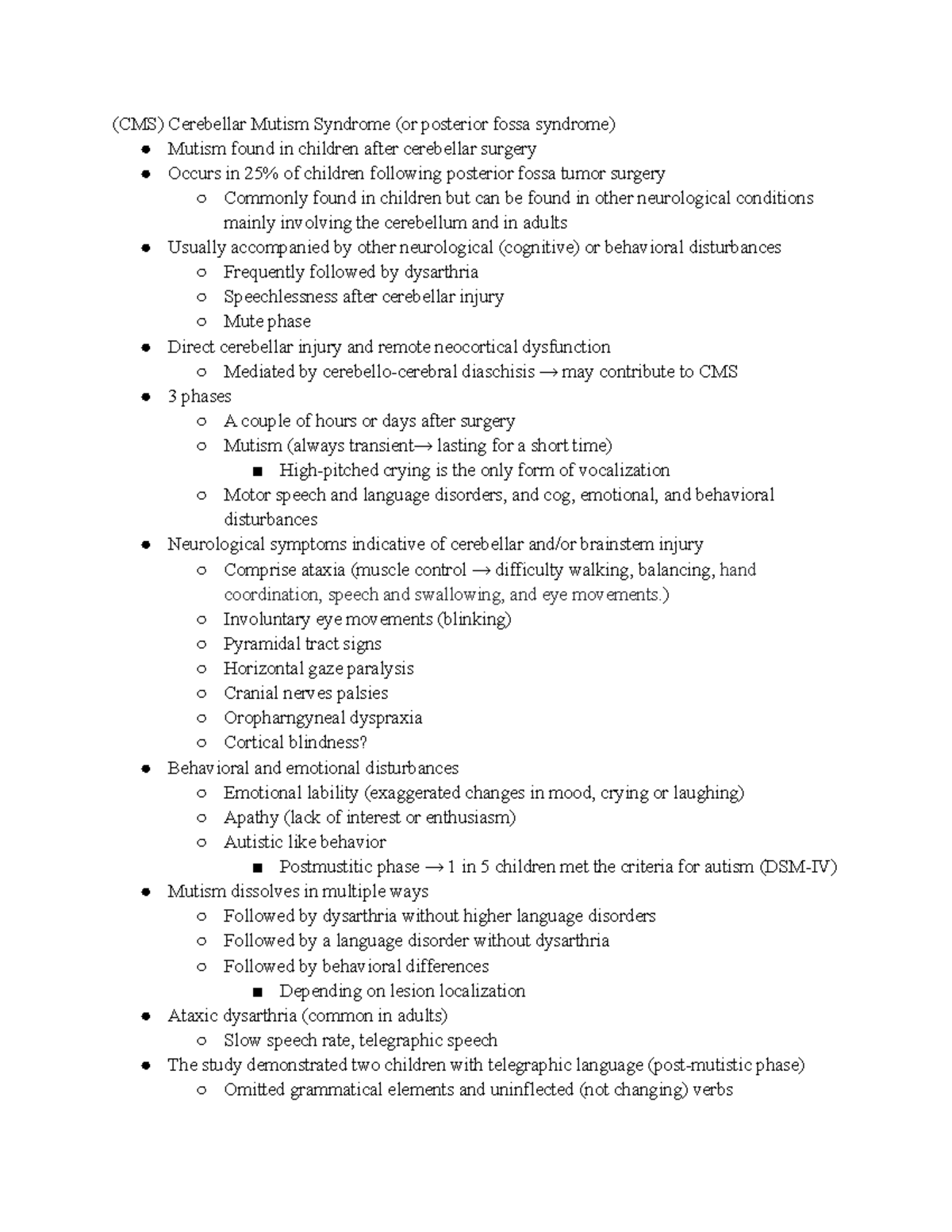 Neuro Article Breakdown Kuper and Timmenn 2013 - (CMS) Cerebellar ...