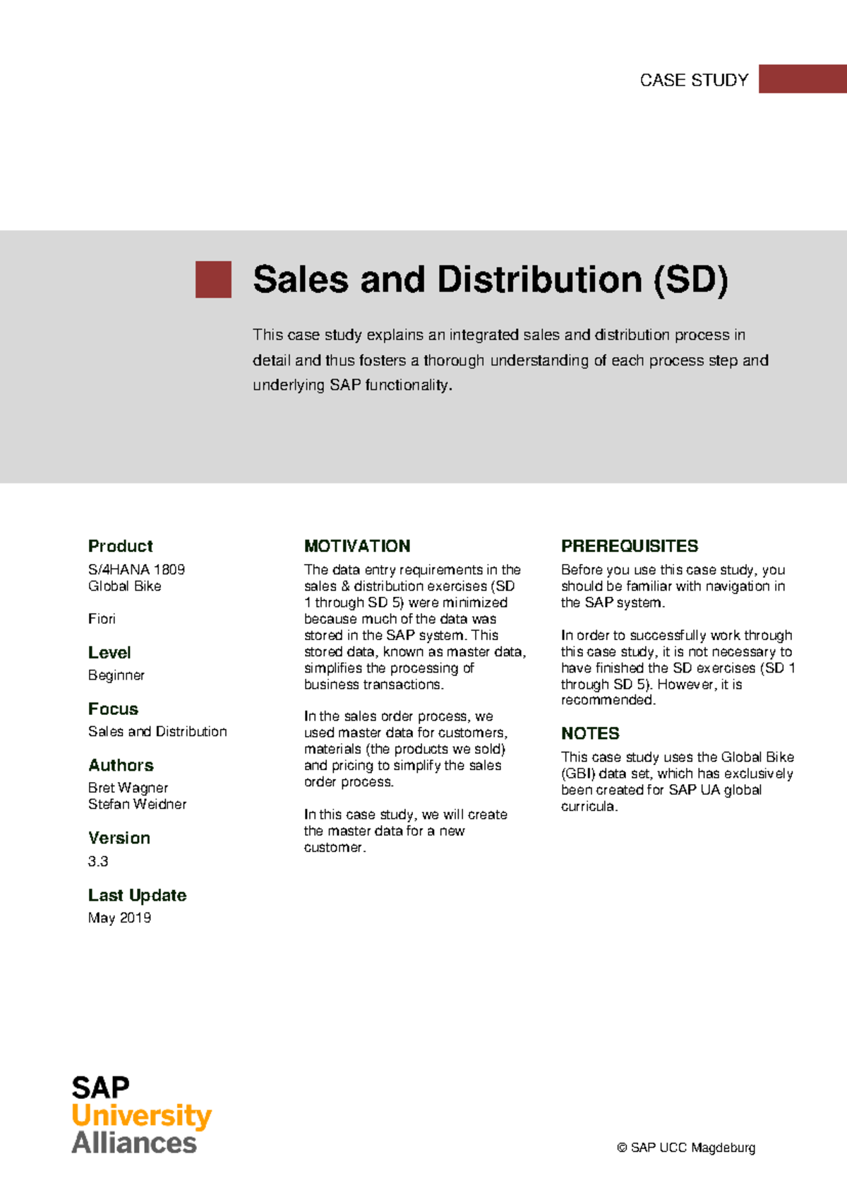 Intro S4HANA Using Global Bike Case Study SD Fiori en v3 © SAP UCC
