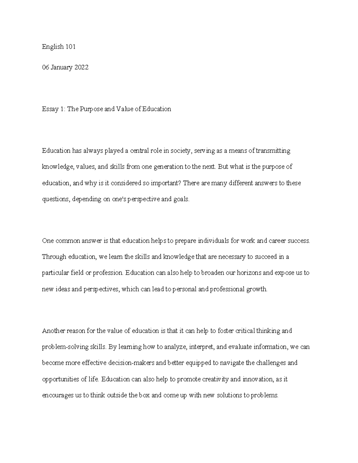 the-purpose-and-value-of-education-english-101-06-january-2022-essay