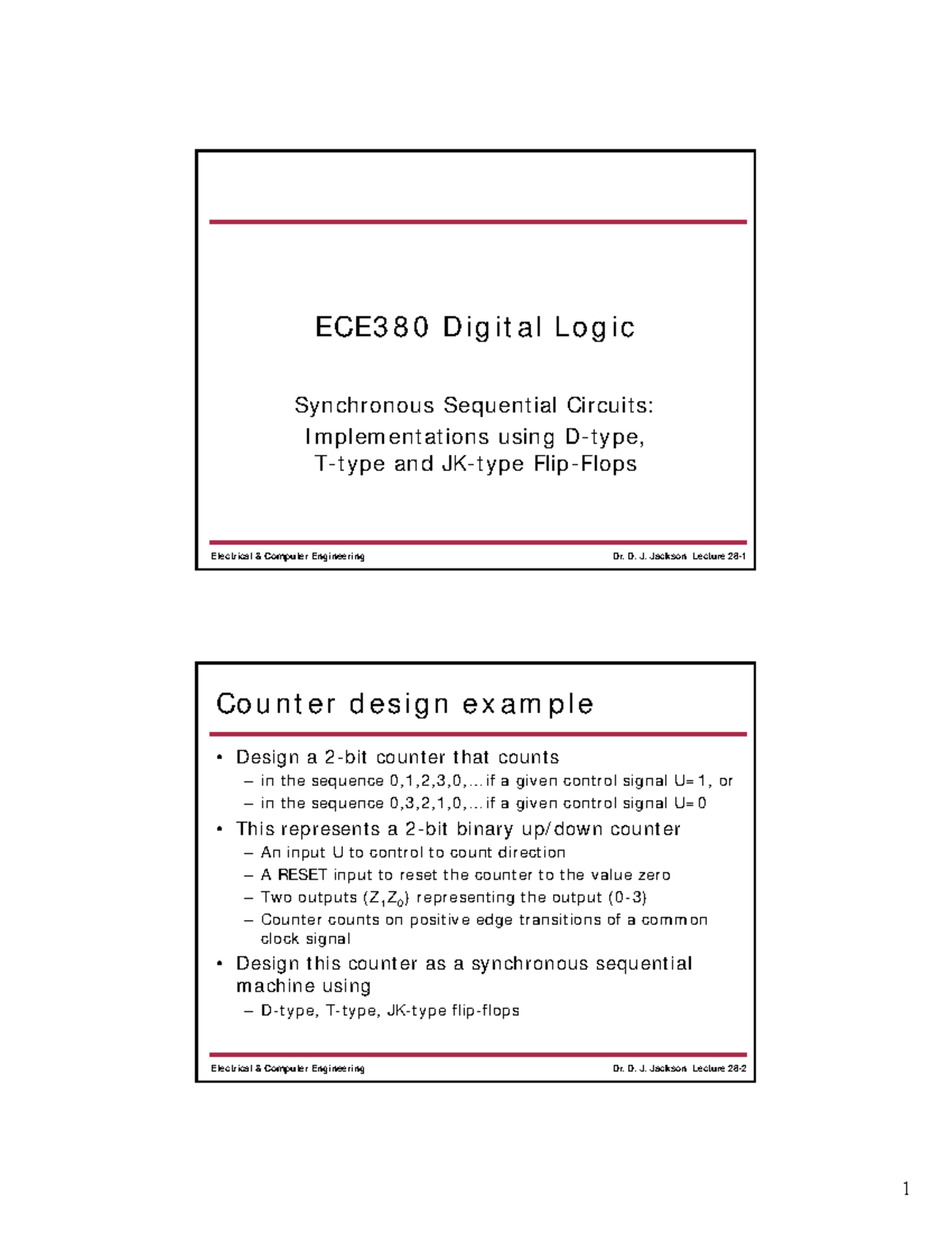 Lec 28 - Synchronous Sequential Circuits: Implementations Using D-type ...