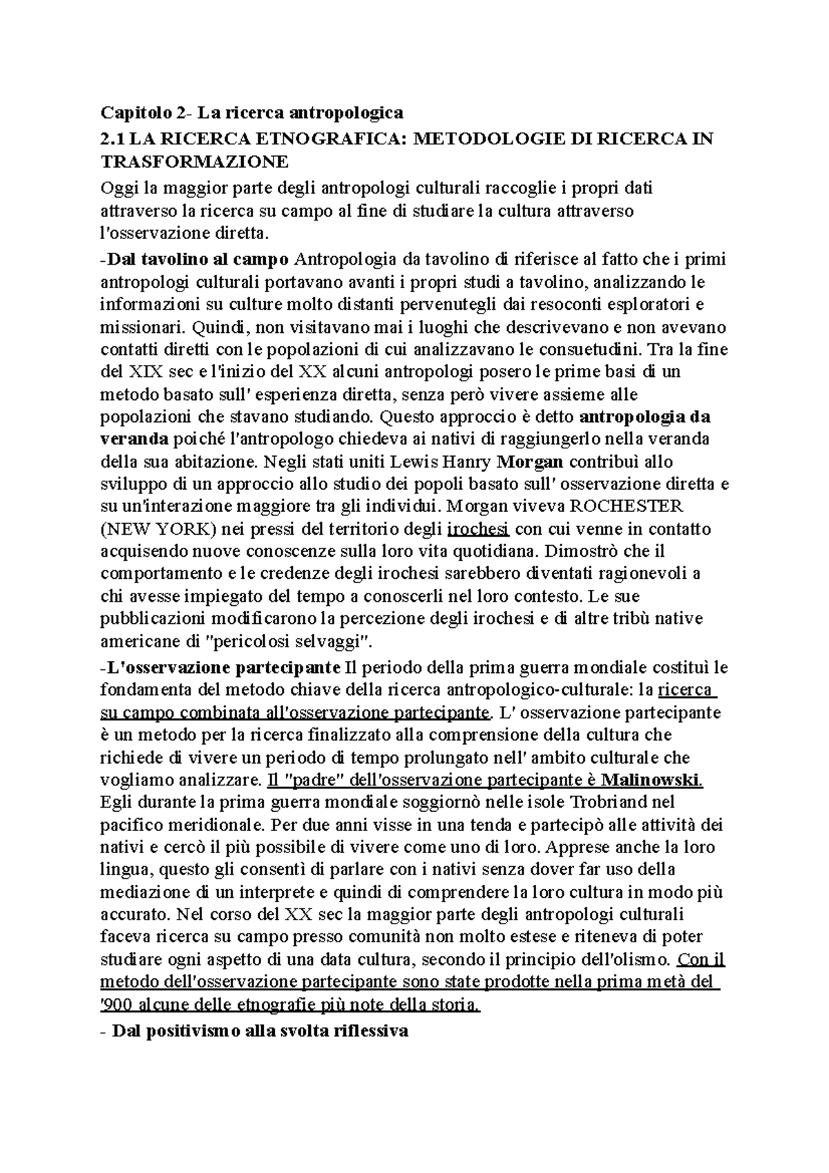 Capitolo 2 antropologia - Capitolo 2- La ricerca antropologica 2 LA ...