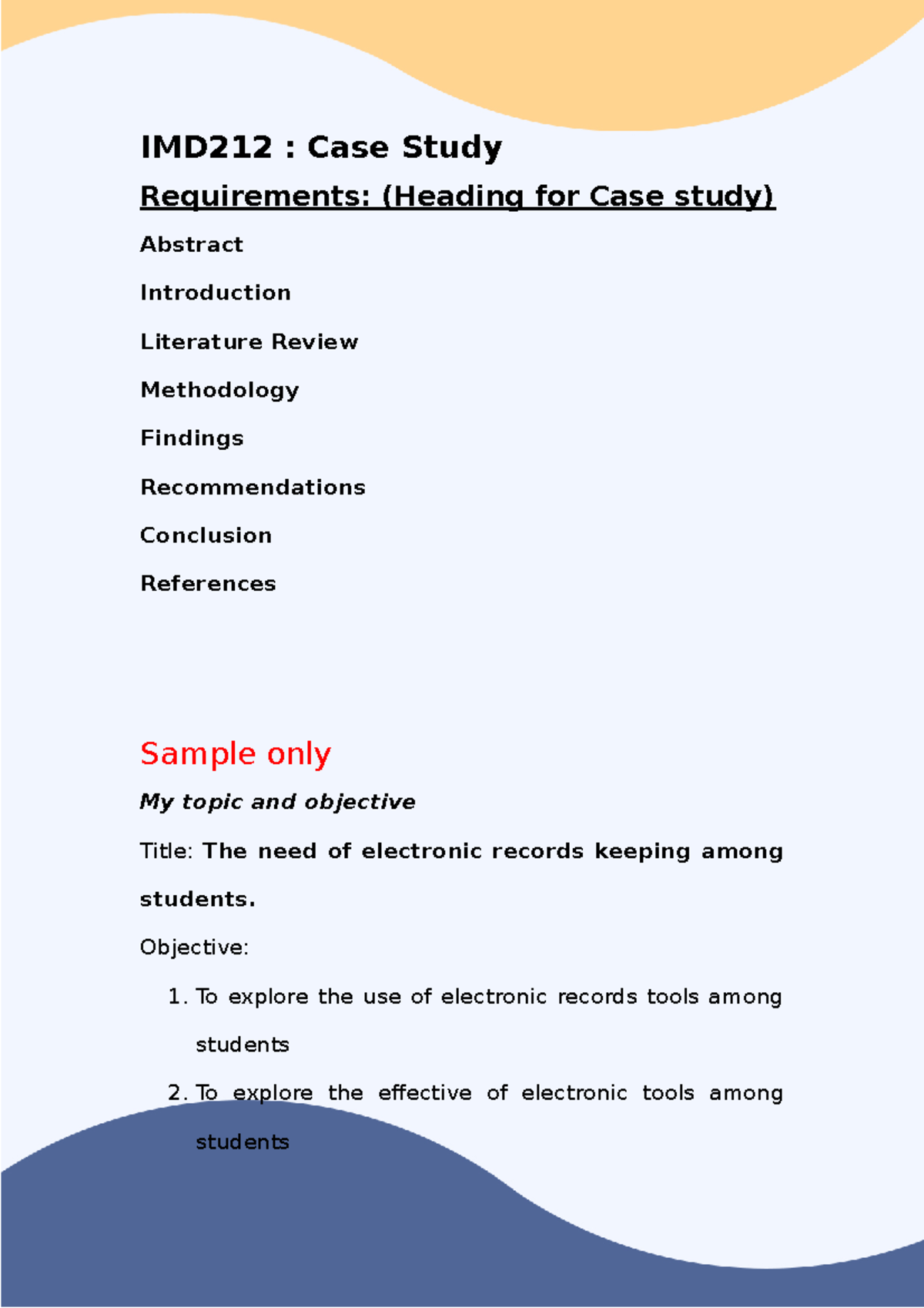 Case study ideas UITM - IMD212 : Case Study Requirements: (Heading for ...