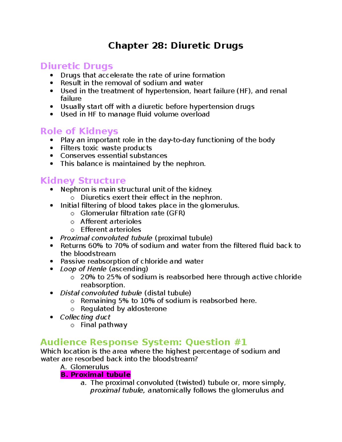 Chapter 28 Diuretic Drugs Chapter 28 Diuretic Drugs Diuretic Drugs