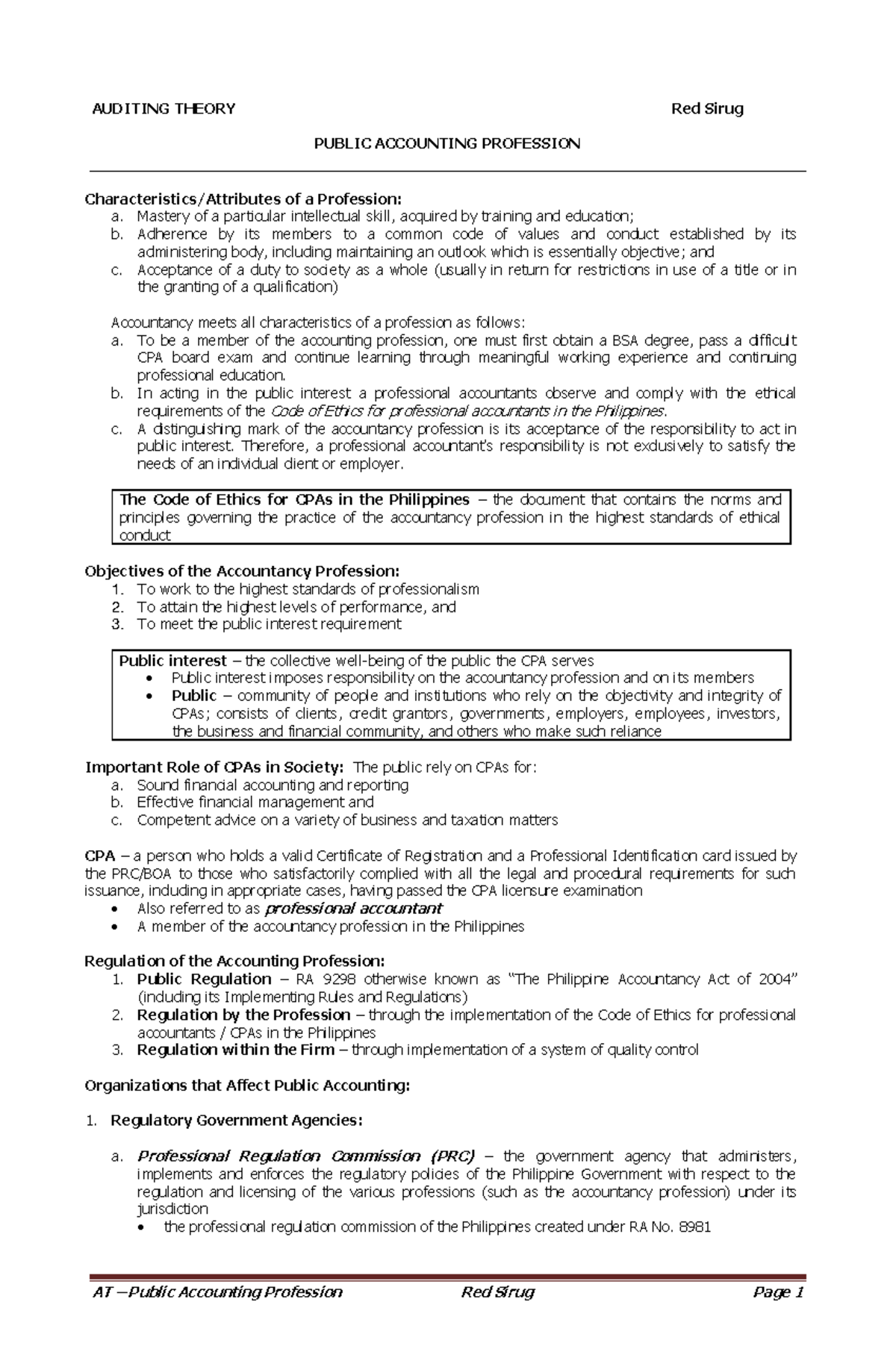 AT Public Acctg Services AUDITING THEORY Red Sirug PUBLIC ACCOUNTING