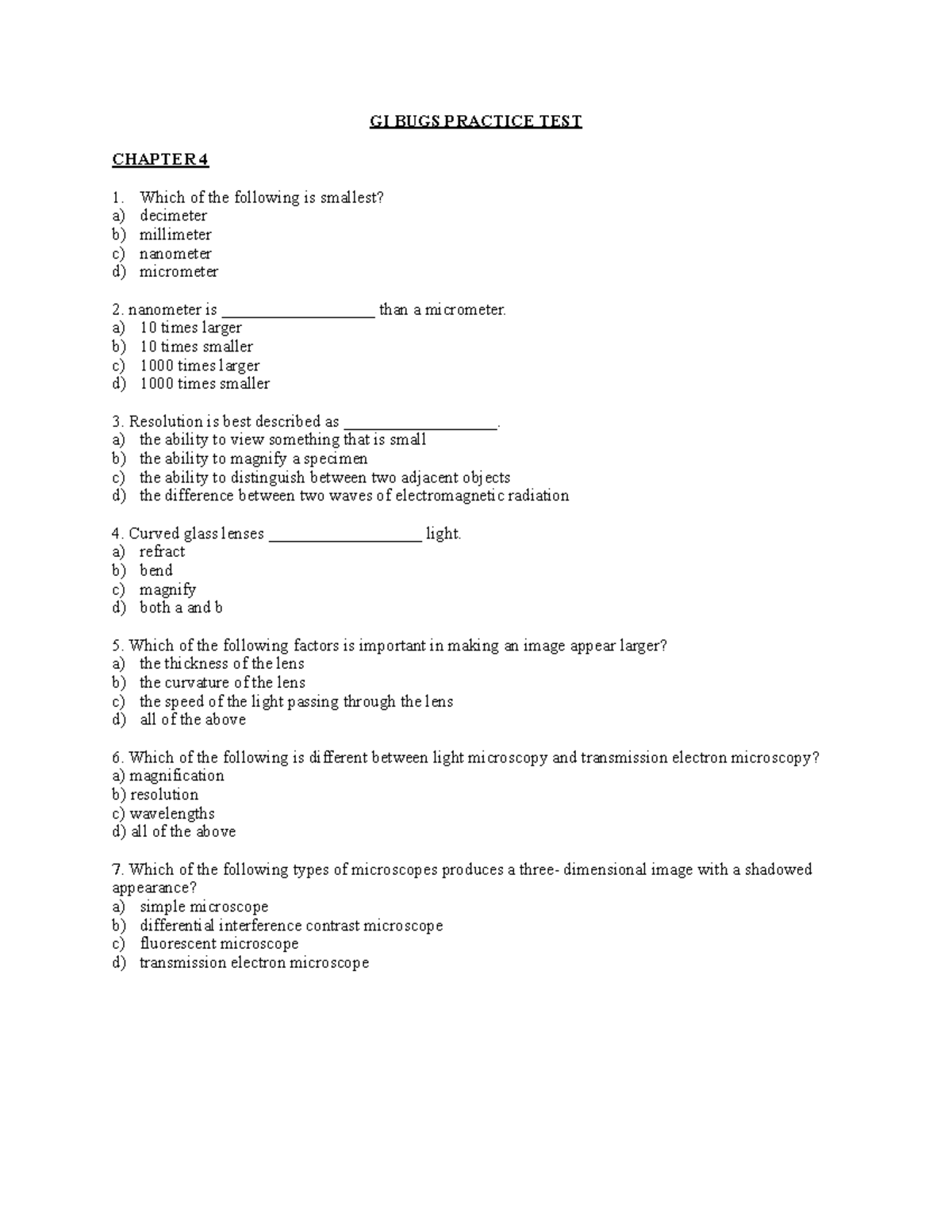 Sample/practice Exam 2016, Questions And Answers Prof. Noel GI BUGS