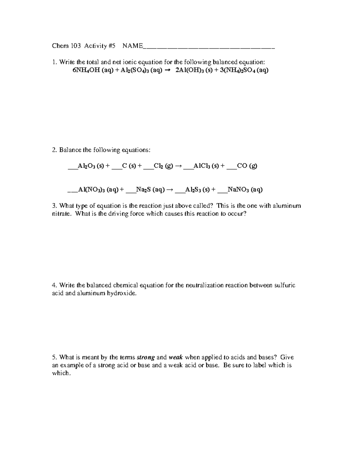 chem 101 homework 5 answers