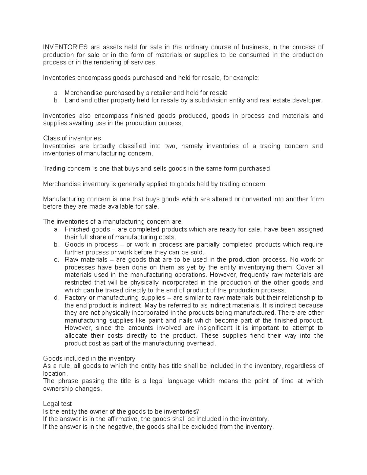 IA 1 inventory to biological assets - INVENTORIES are assets held for ...