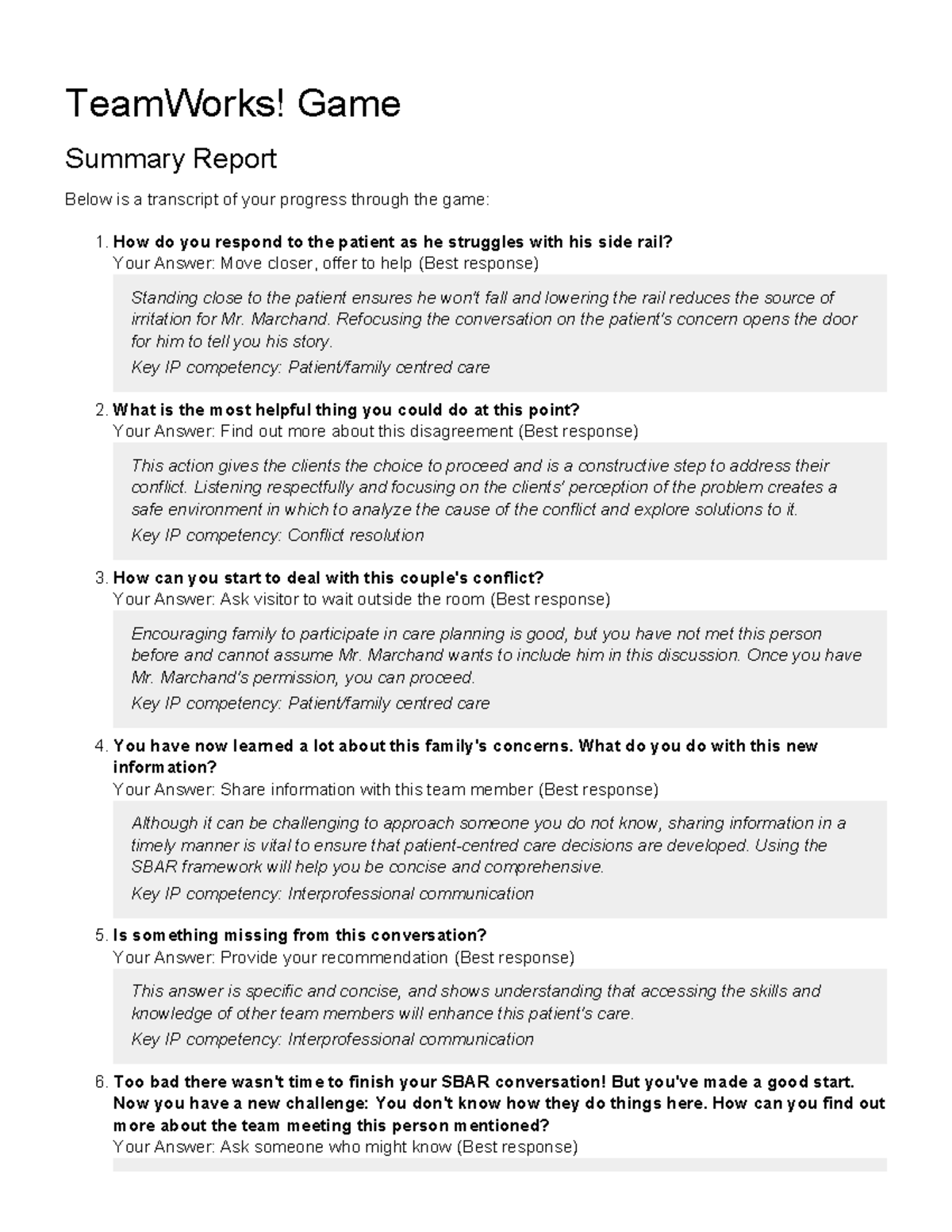 Teamworks summary - deryerson answers for homework assignment ...