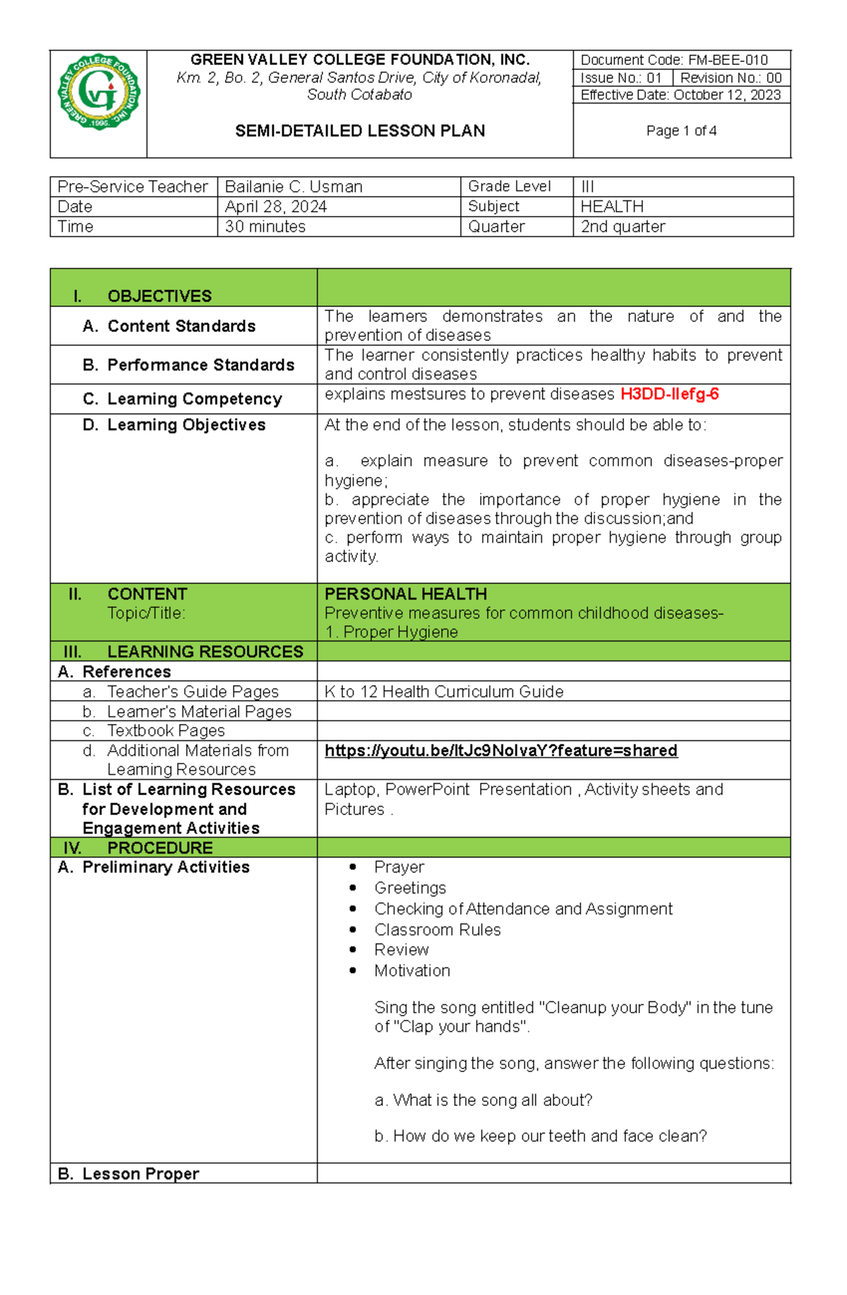 Usman- SEMI Detailed Lesson PLAN IN EDUC 320 - Km. 2, Bo. 2, General ...