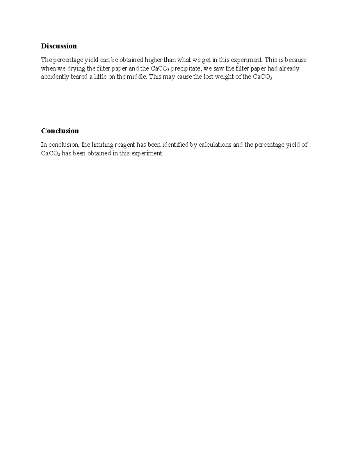 Lab report exp 3 Discussion The percentage yield can be obtained higher than what we get in