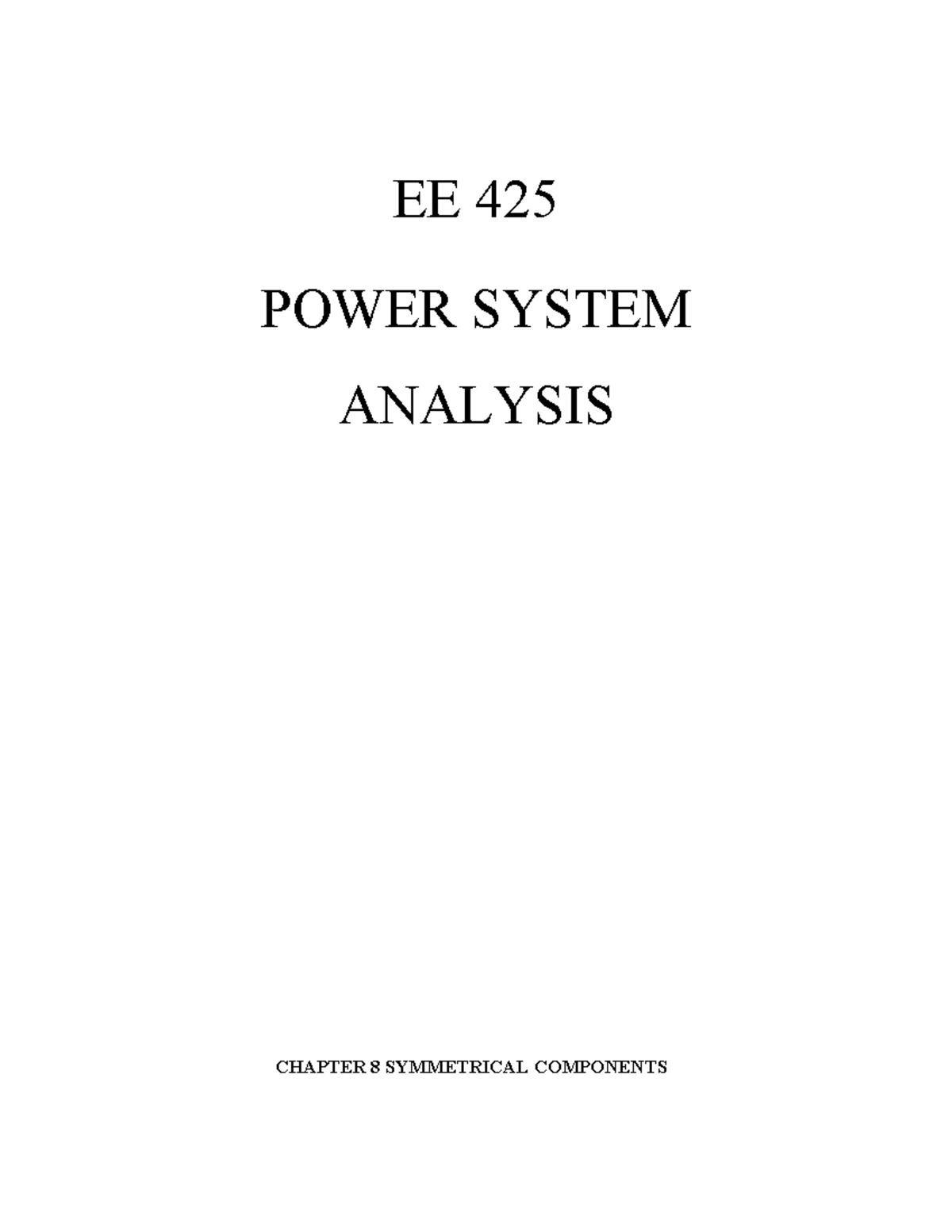 EE 425 - Provide me some materials to review. - EE 425 POWER SYSTEM ...