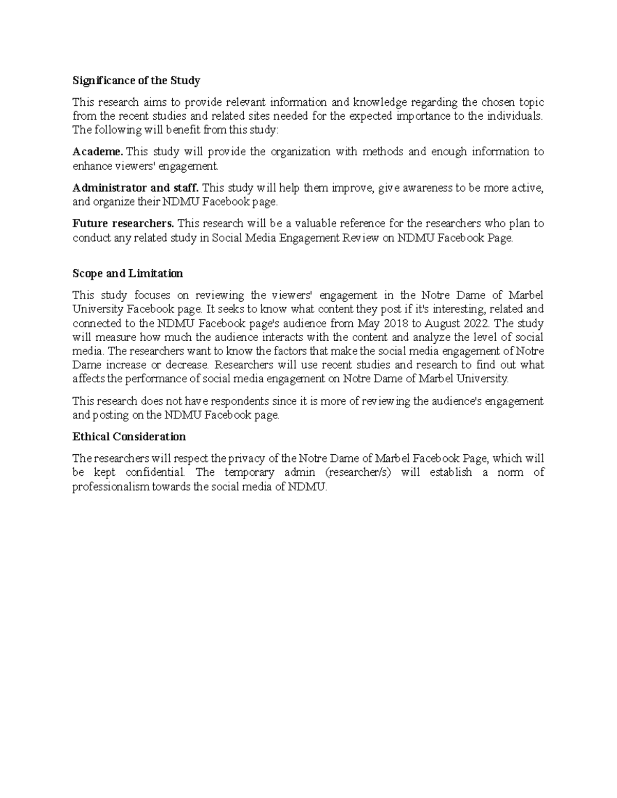 Significance of the Study - The following will benefit from this study ...