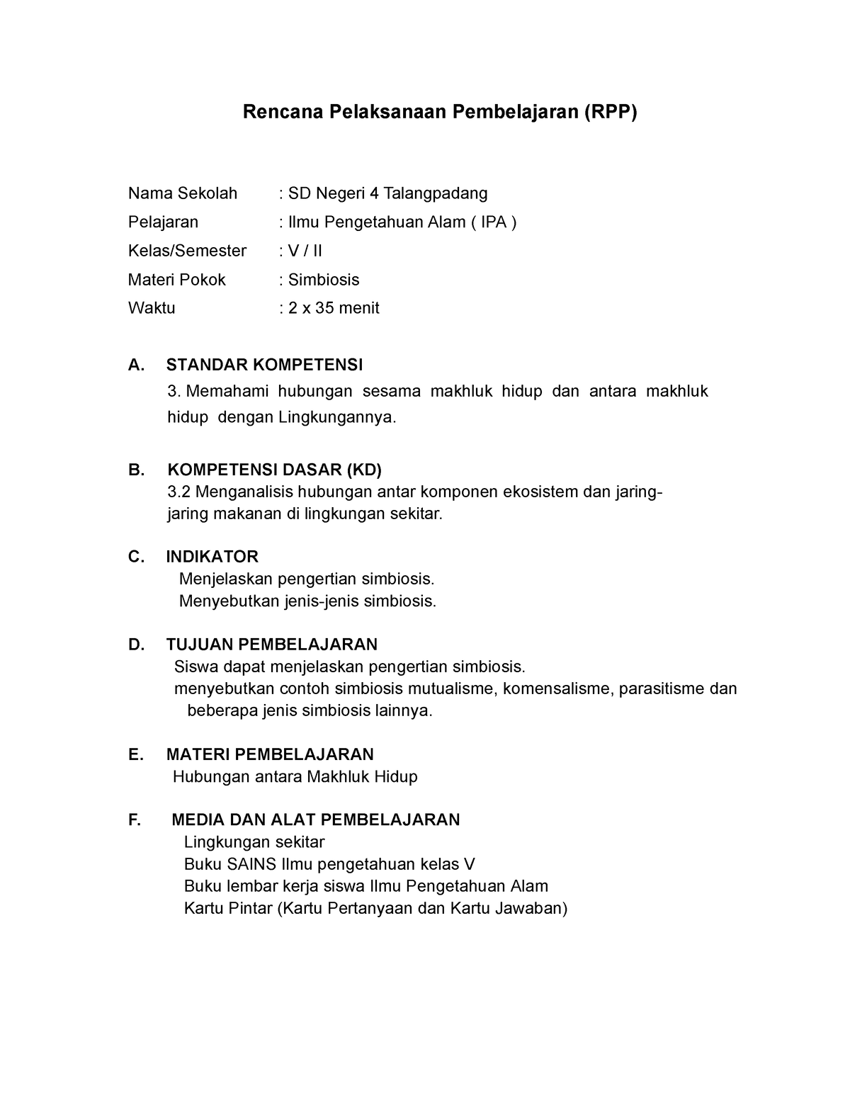 RPP Pembelajaran IPA Septa Beni Putra - Rencana Pelaksanaan ...