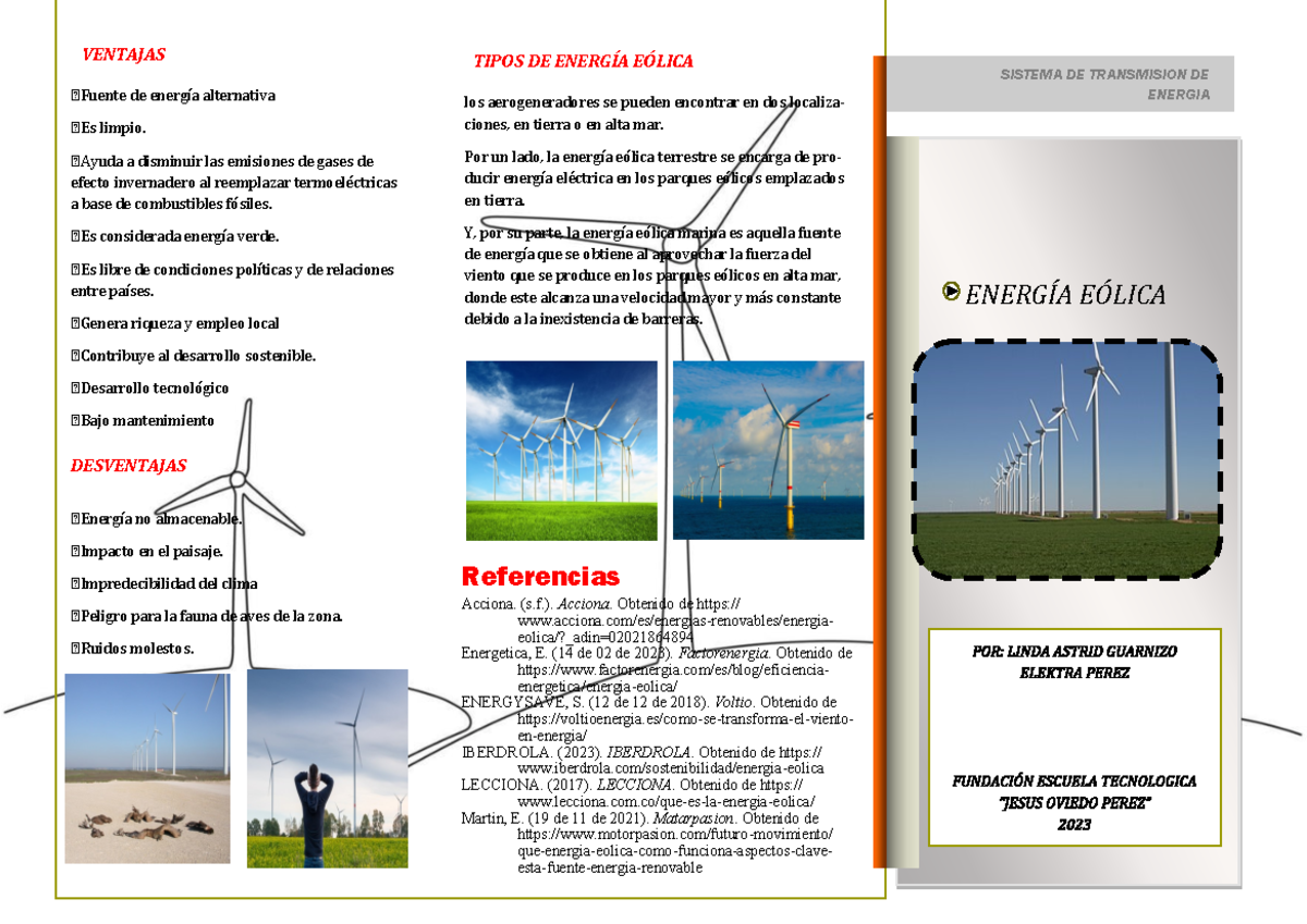 Folleto Energia Eolica Energ A E Lica Fuente De Energ A Alternativa