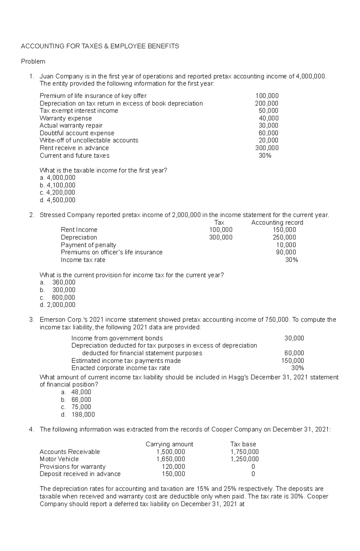 Accounting FOR Taxes Employee Benefits - ACCOUNTING FOR TAXES ...