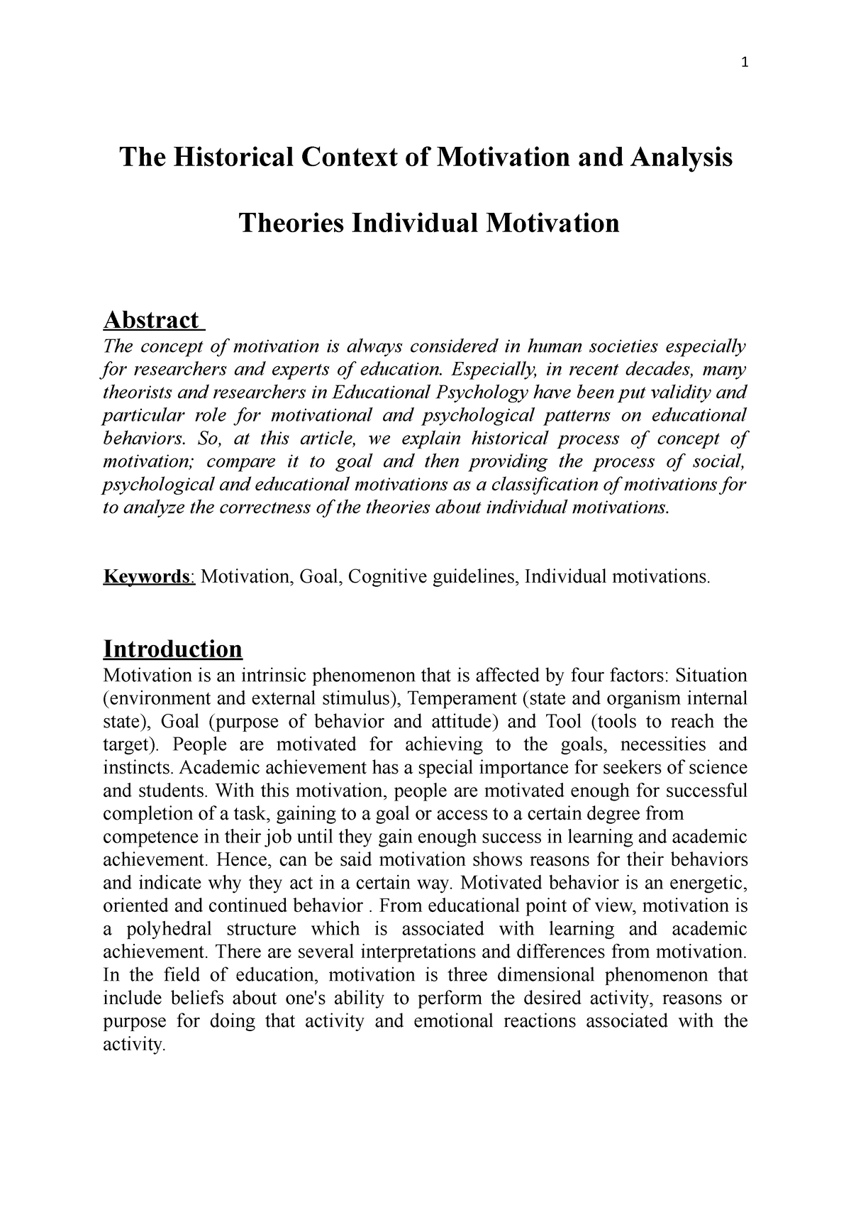 The History And Development Of Motivation Theories And Its Implication ...