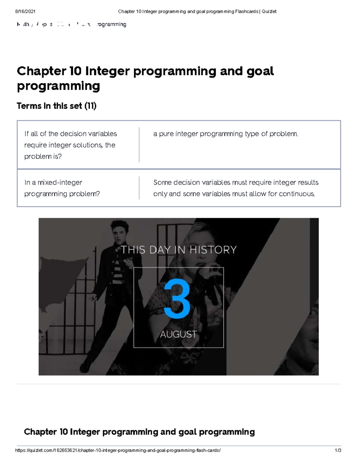 Chapter 10 Integer programming and goal programming Flashcards Quizlet ...