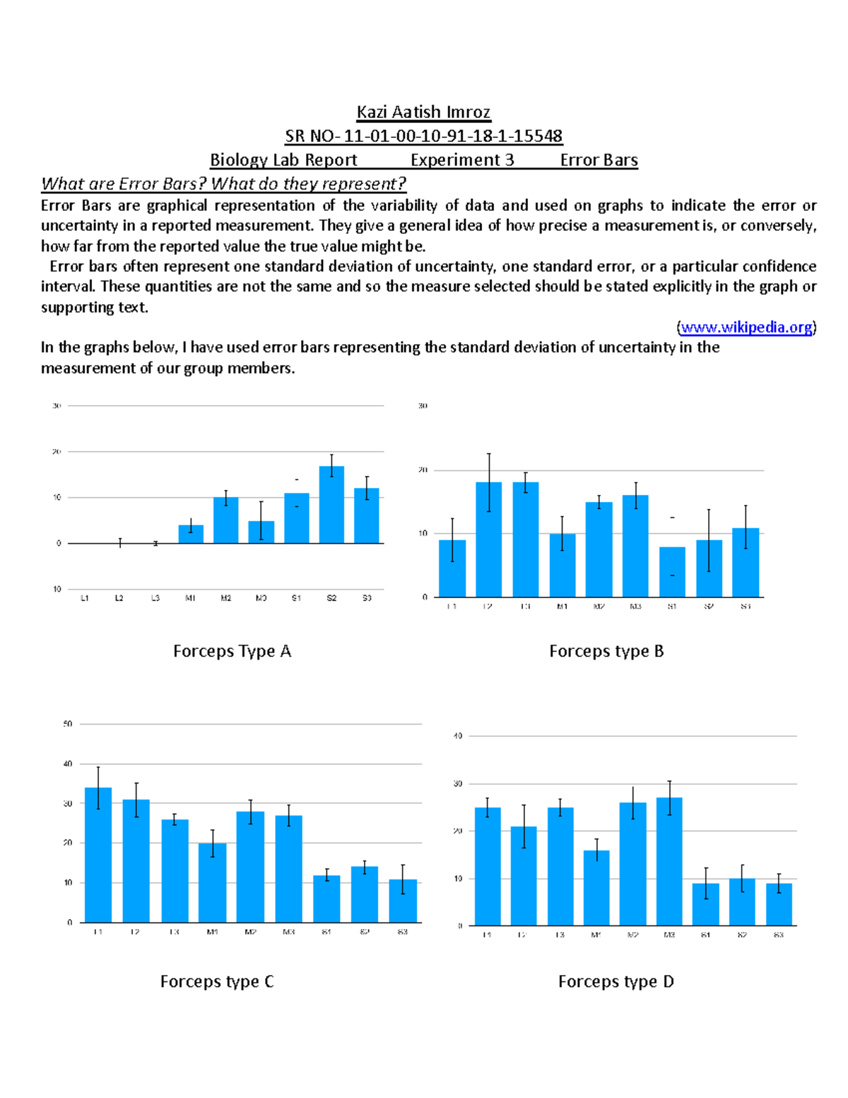 1 - 1st lab - Kazi Aatish Imroz SR NO- 11 -01-00-10-91-18-1- Biology ...