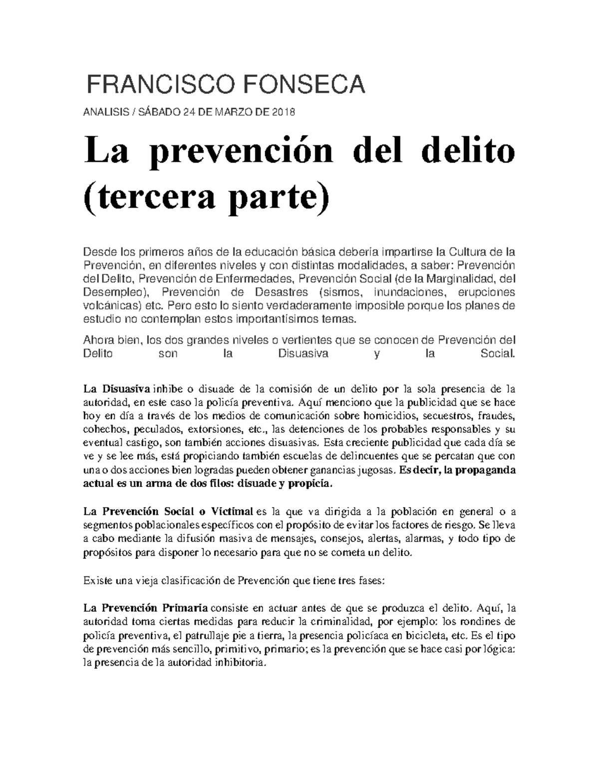 20210409 La Prevencion Del Delito Tercera Parte Francisco Fonseca
