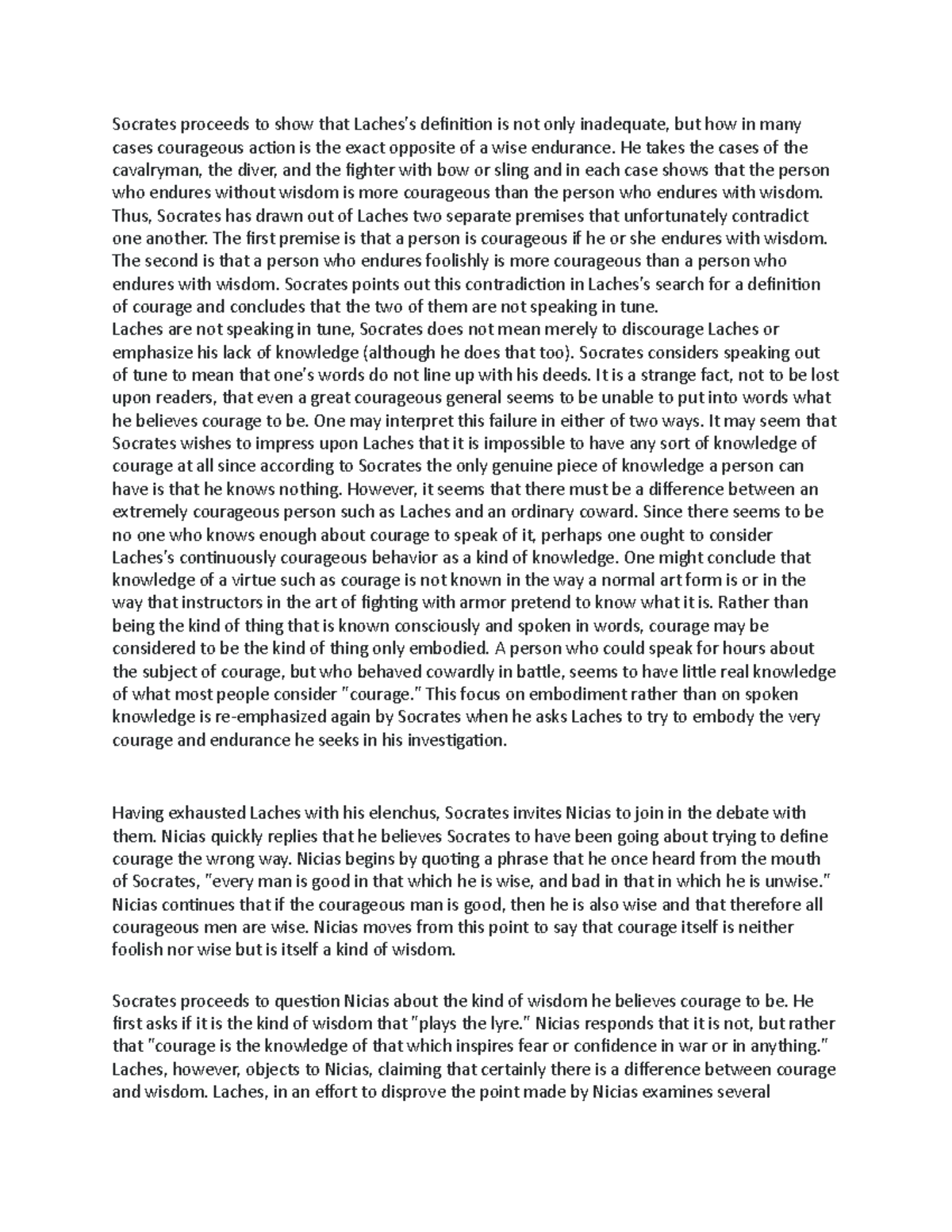 Philosophy 421 Lecture Notes Socrates proceeds to show that Laches