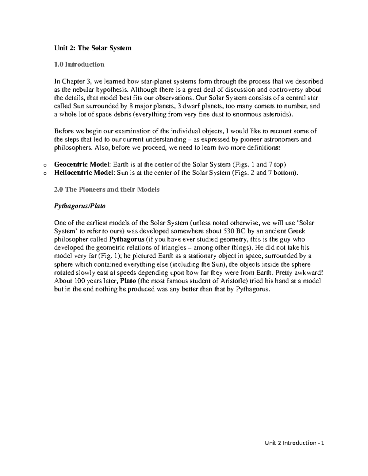 Unit+2+Introduction-1 - Unit 2: The Solar System 1 Introduction In ...