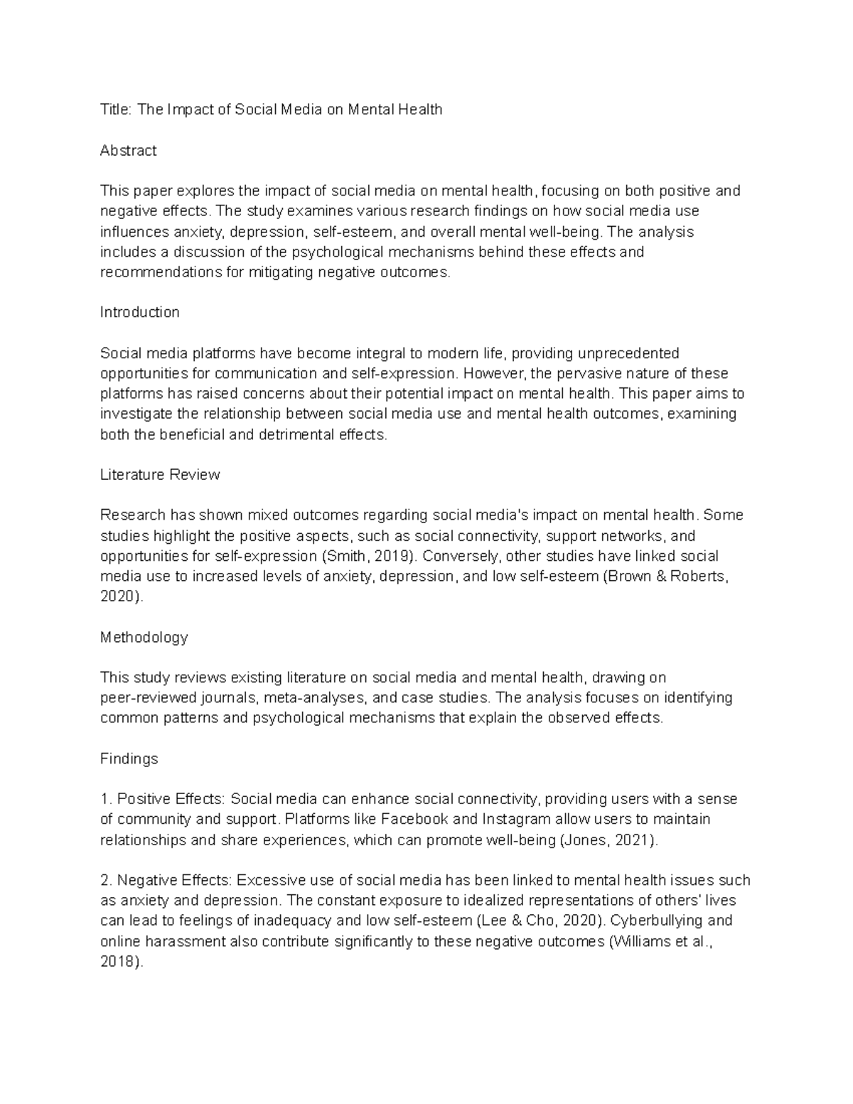Title- The Impact of Social Media on Mental Health - Title: The Impact ...