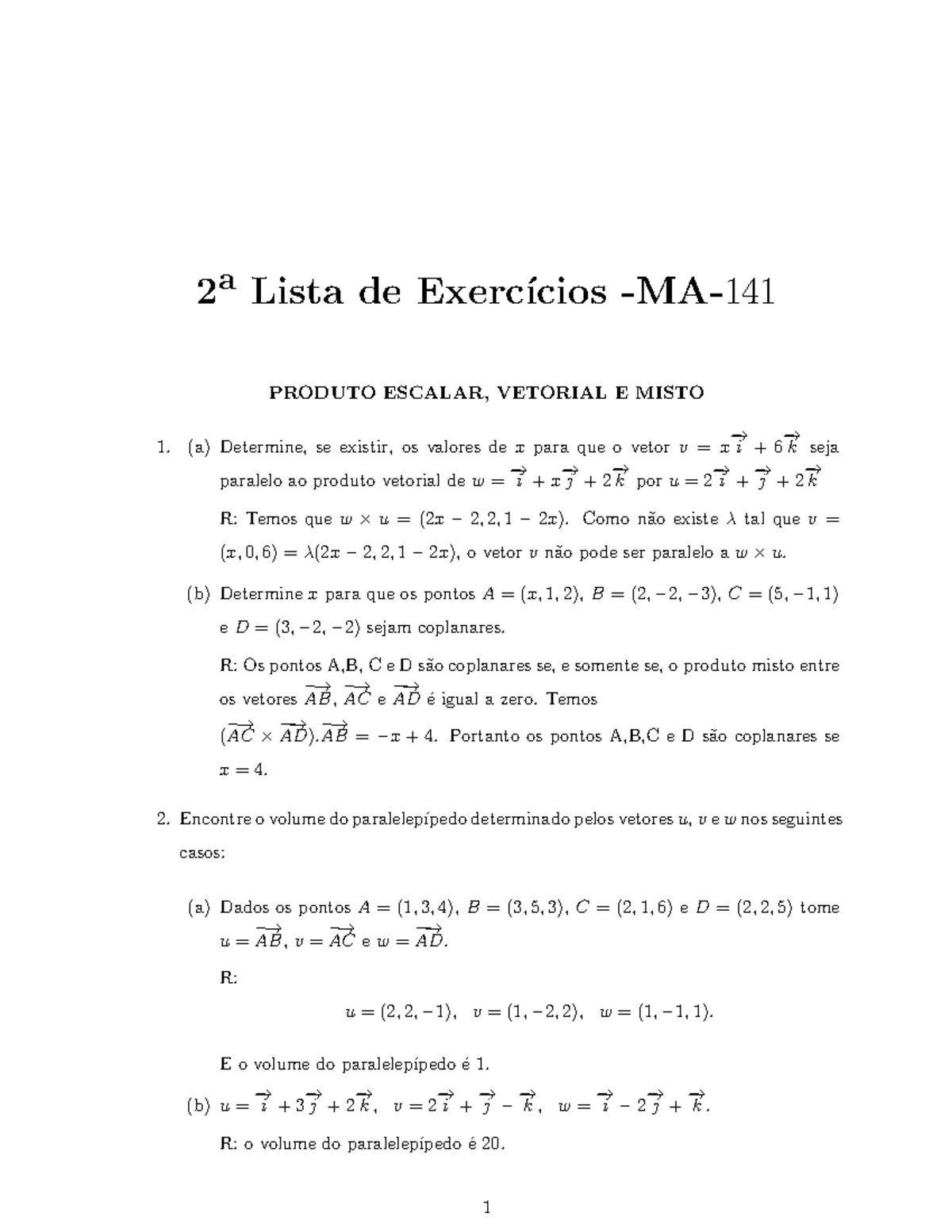 2a-lista-vetores - Lista De Exercício Sobre Vetores - 2a Lista De Exerc ...