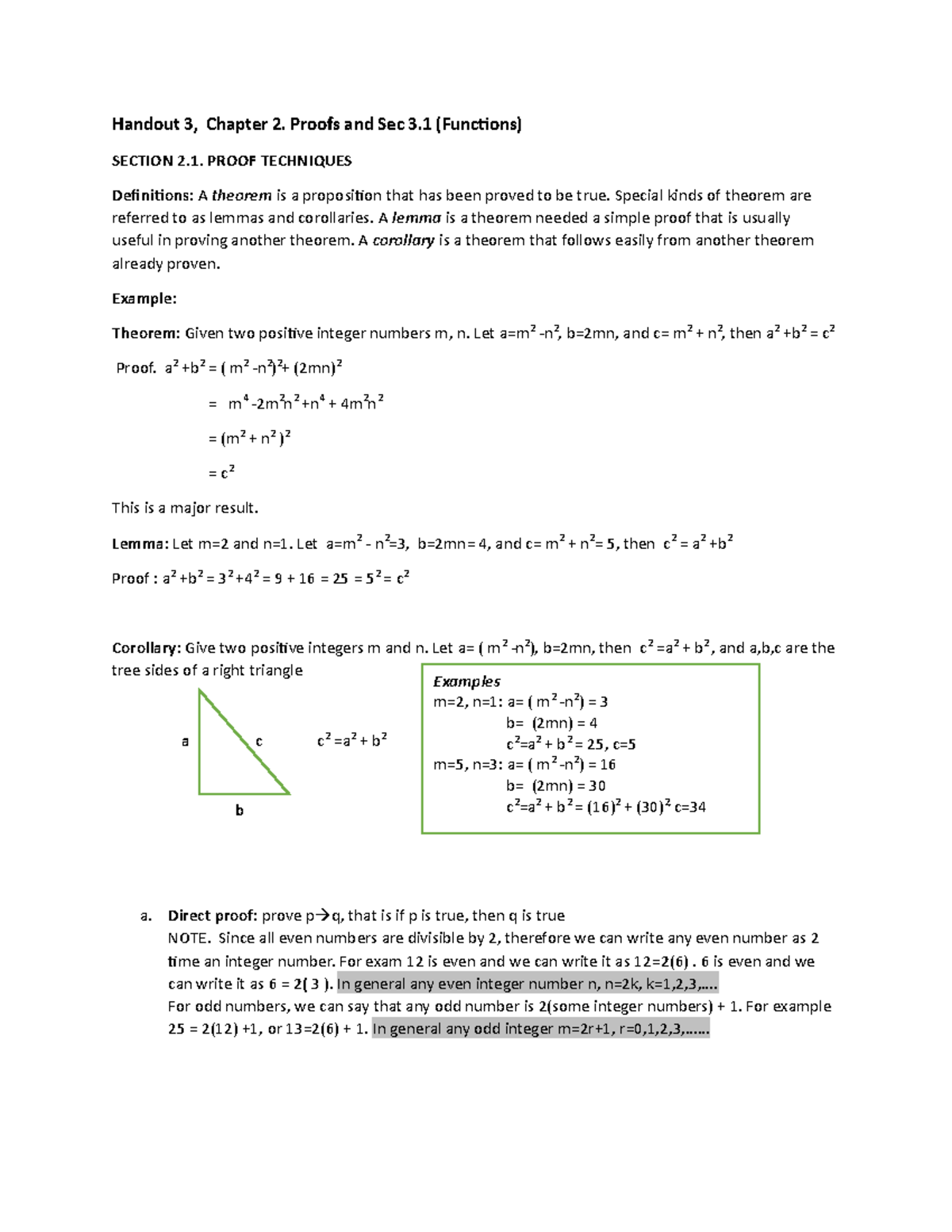 Handout 3, Chapter 2 sec 2.1,2.2,2,4,3.1,Homework 3, quiz 3 - Handout 3 ...