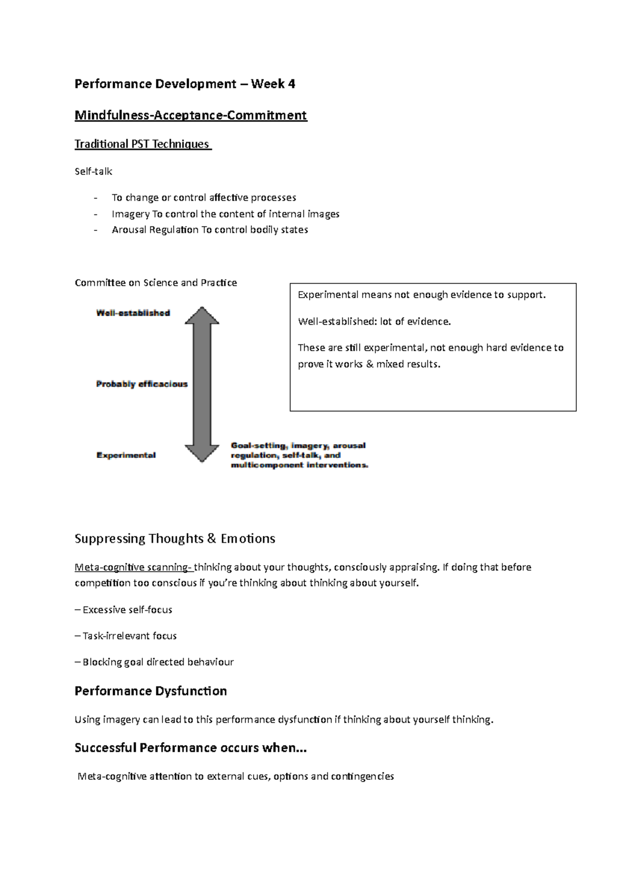 Performance Development - If doing that before compeiion too conscious ...