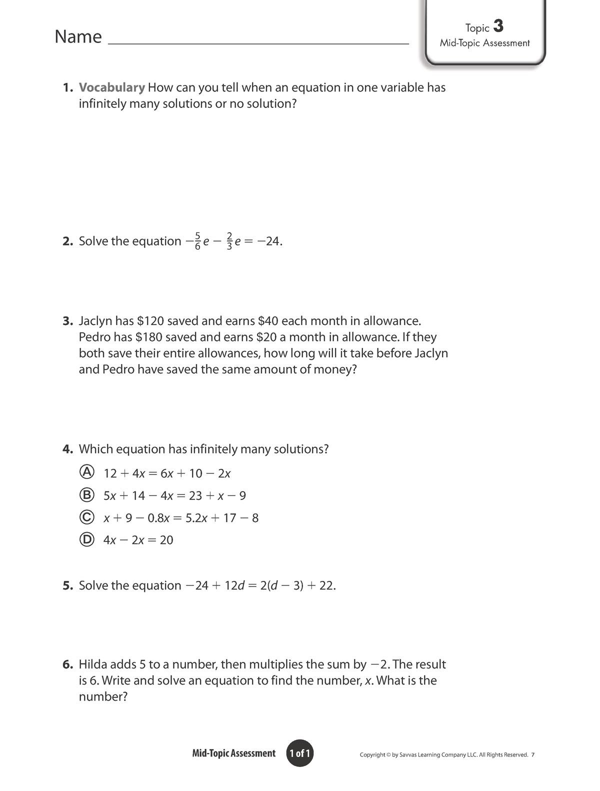 Topic 3Mid Topic Assessmentprintable - Mid-Topic Assessment Copyright ...