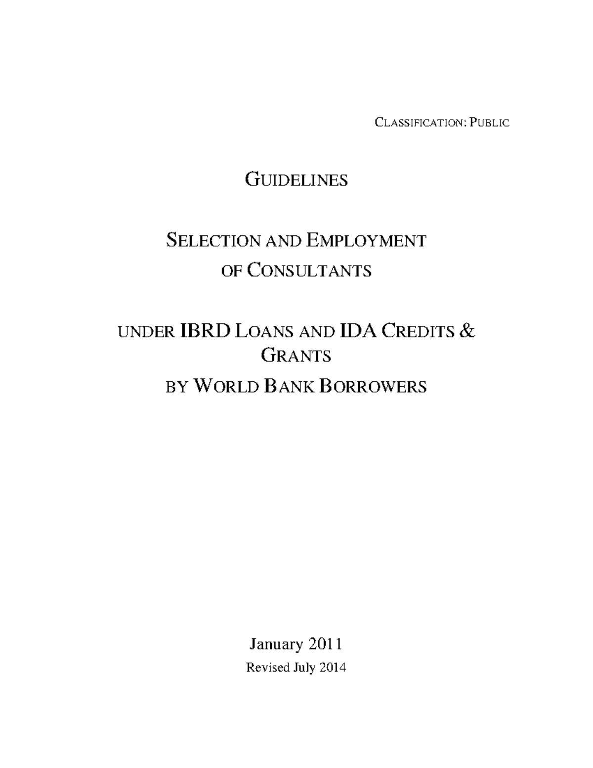 Procurement Consultant Hiring Guidelines Eng July 2014 CLASSIFICATION