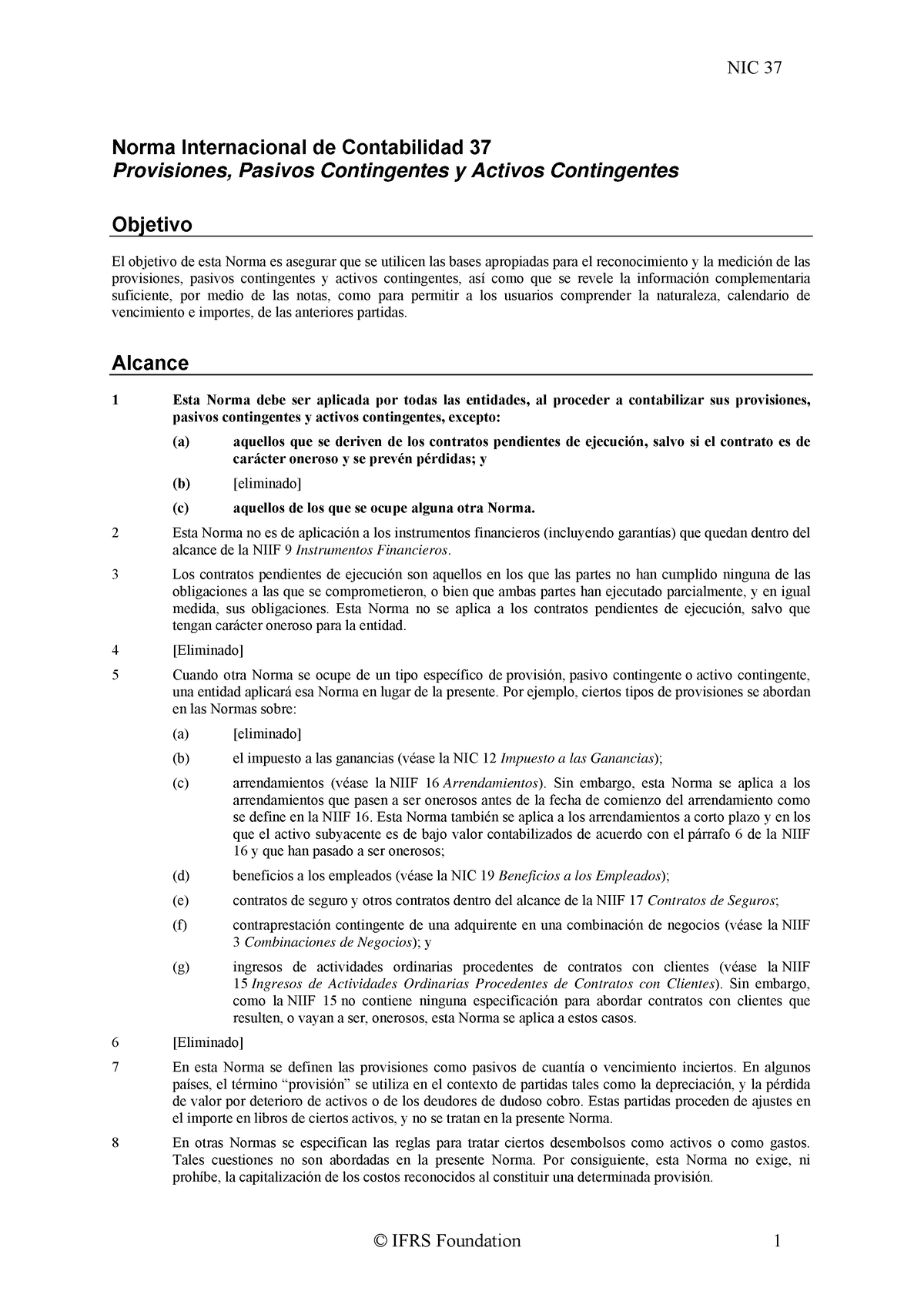 Lectura NIC 37 - Nic 37 - Norma Internacional De Contabilidad 37 ...