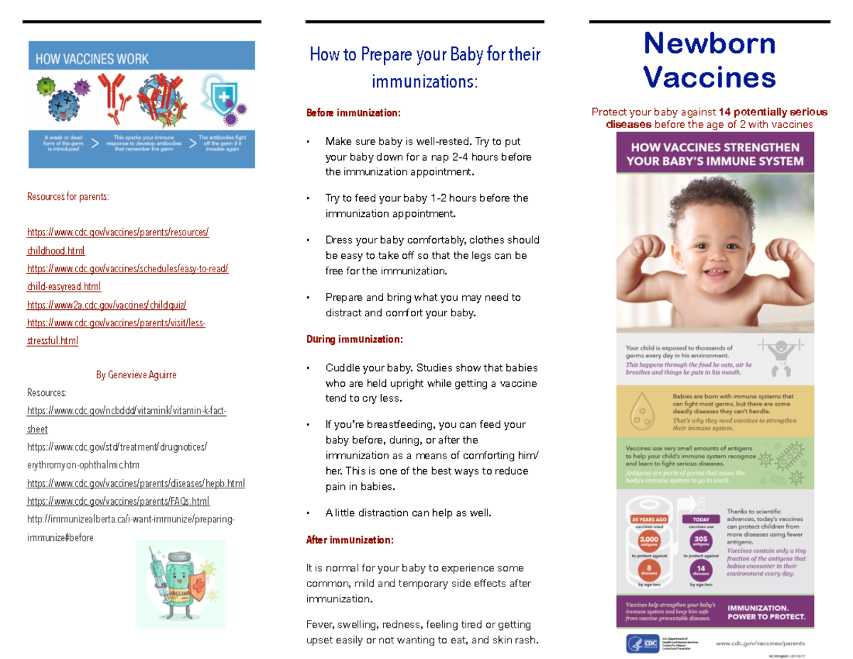 Newborn vaccine brochure - How to Prepare your Baby for their ...