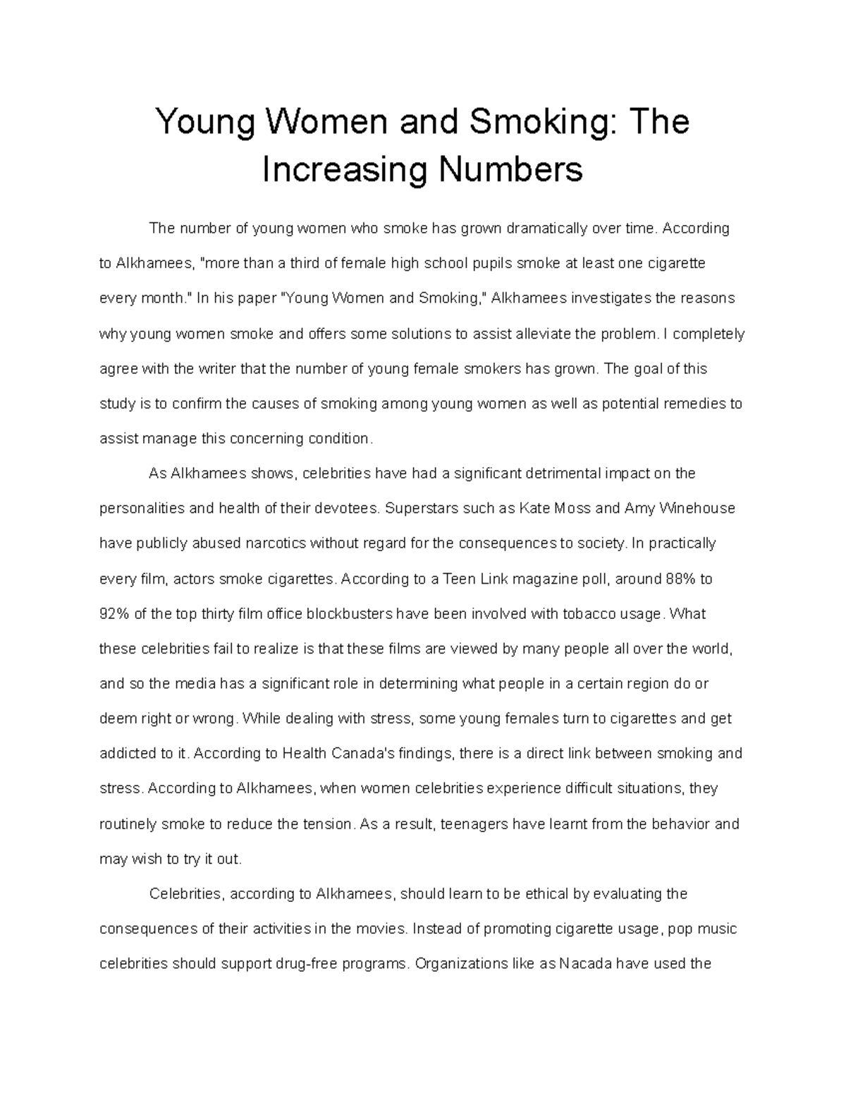 Young Women and Smoking The Increasing Numbers - Young Women and ...
