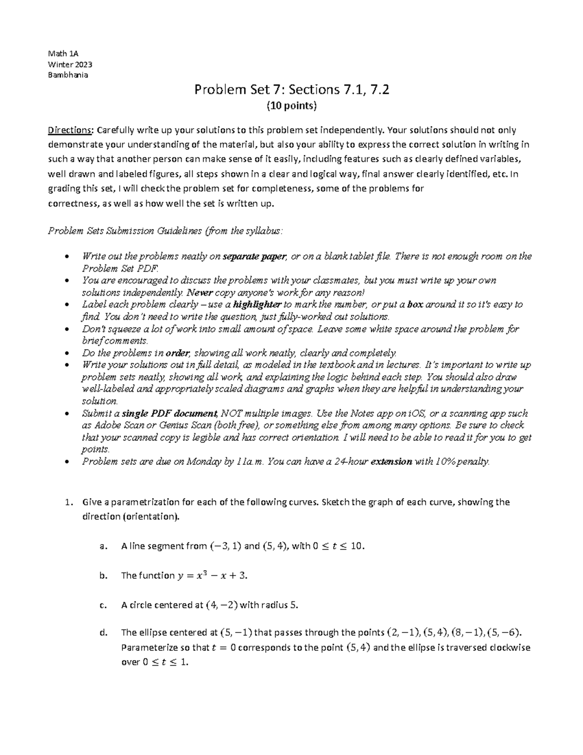 Math 1a Ps7 7 1 7 Hwhw Math 1a Winter 2023 Bambhania Problem Set Math 1a Ps7 7 1 7 Hwhw Math 1a Winter 2023 Bambhania Problem Set