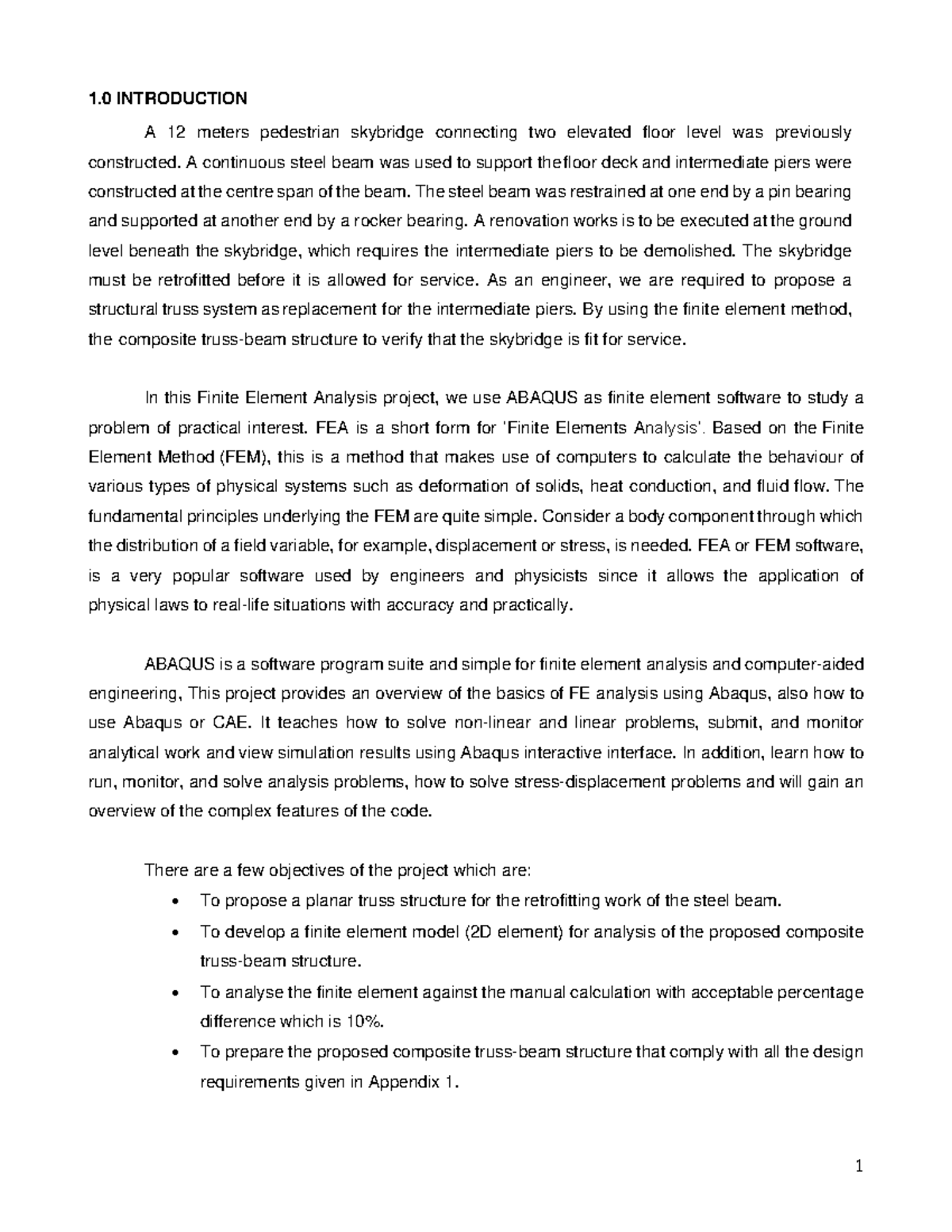 Finale Project Numec - 1 INTRODUCTION A 12 meters pedestrian skybridge ...