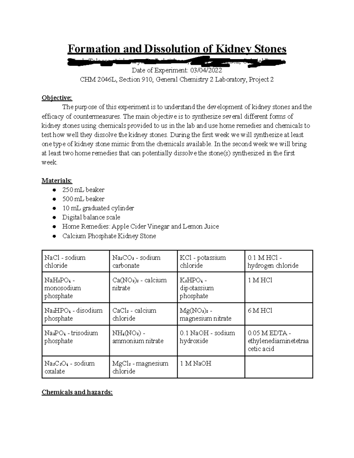 Formation and Dissolution of Kidney Stones Studocu