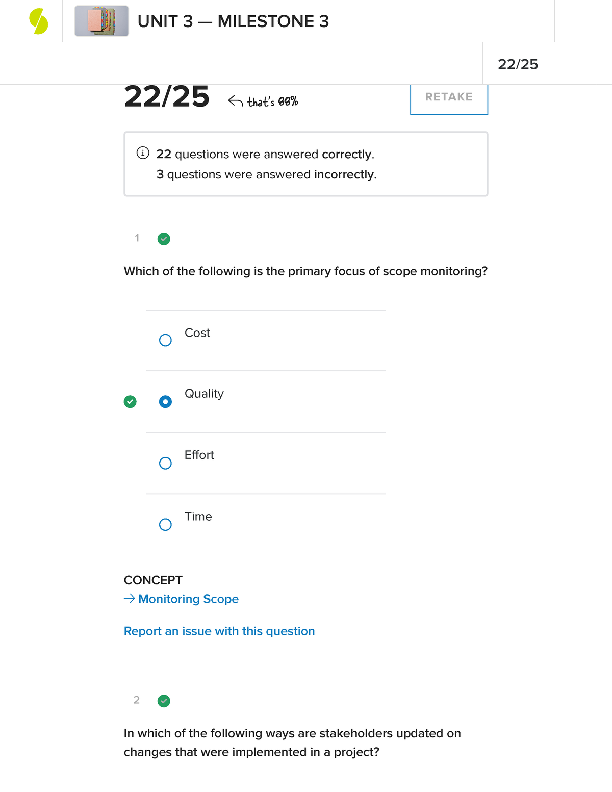 Project Manager UNIT 3 Milestone 3 - 1 CONCEPT → Monitoring Scope 2 22 ...