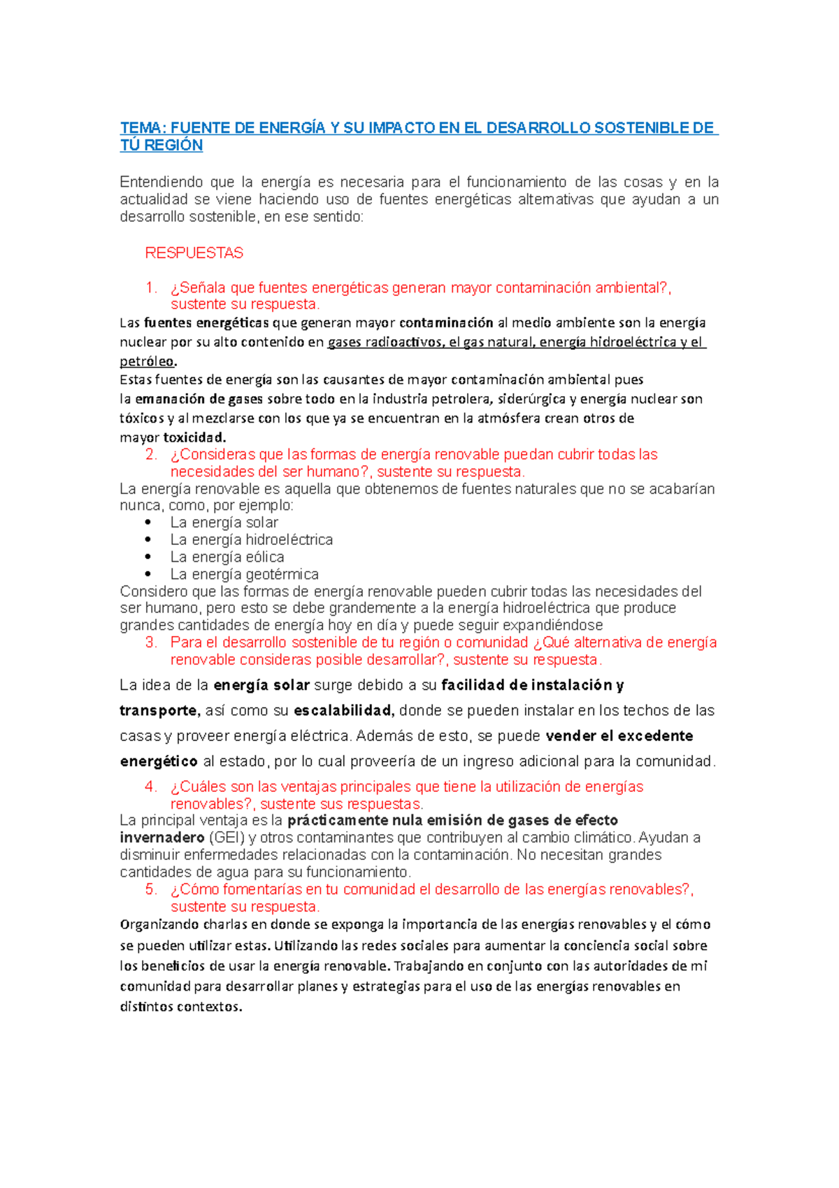 Ficica y quimica - ...... - TEMA: FUENTE DE ENERGÍA Y SU IMPACTO EN EL ...