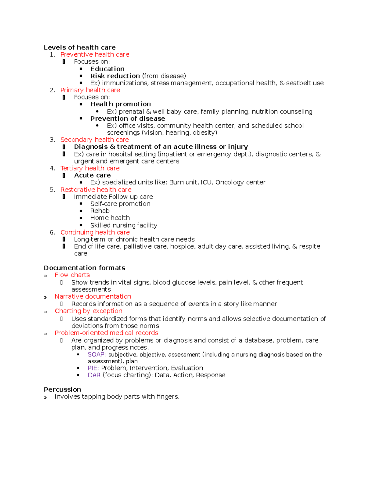 Levels of health care - Amy Rangel - Levels of health care 1 ...